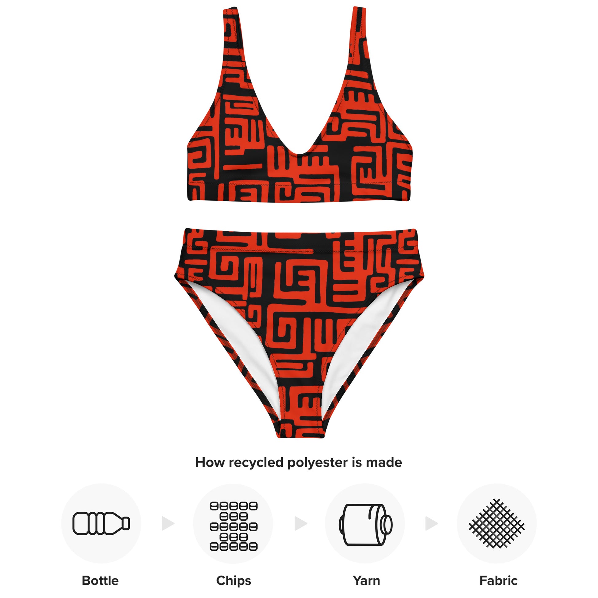 Brimstone - Womens - High-Waisted Bikini - African - Mud Cloth Pattern - Bikini - Kumbatia Kulture.