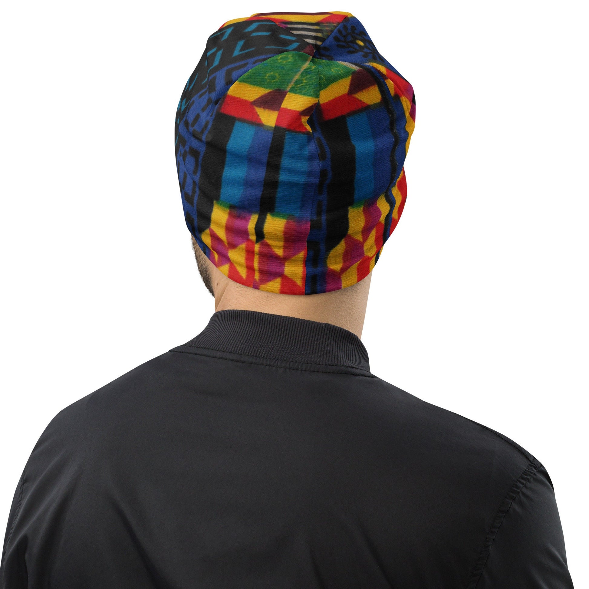 Color Block - Unisex - Beanie - African - Kente Pattern - Skull Caps & Beanies - KumbatiaKulture