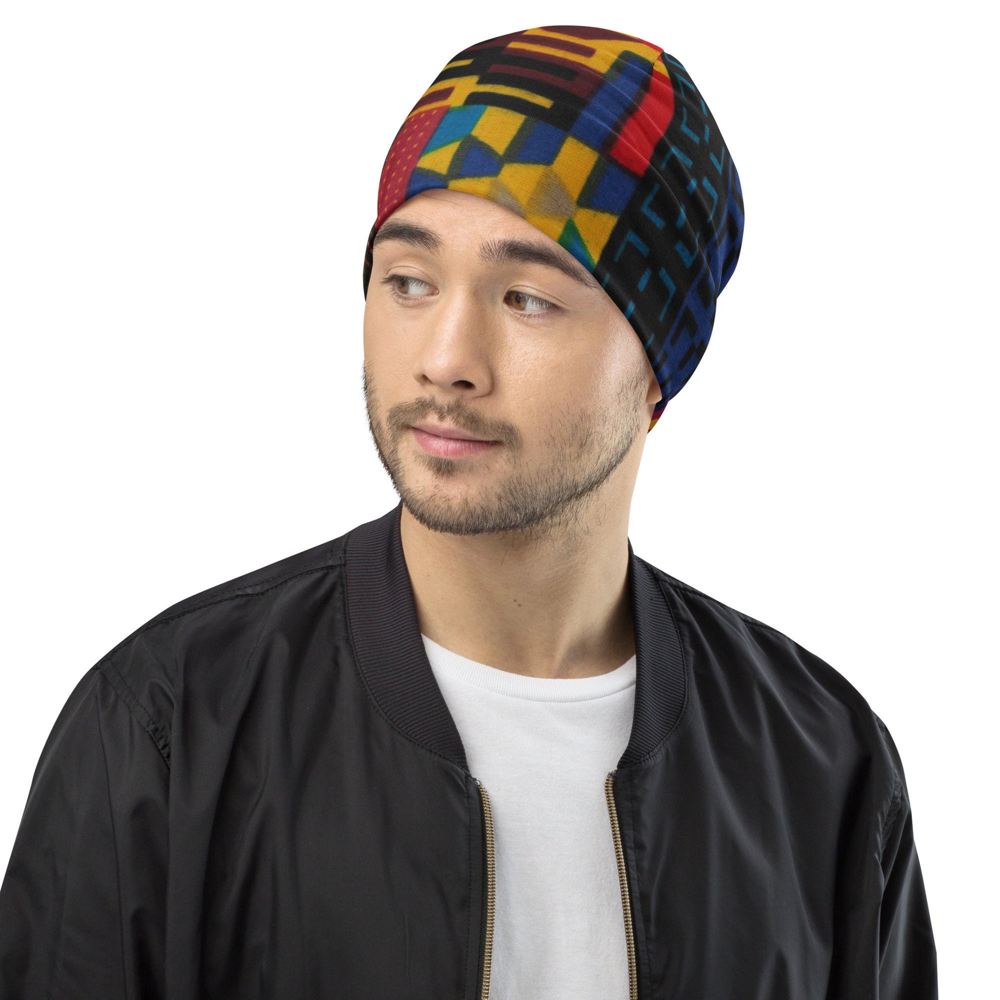 Color Block - Unisex - Beanie - African - Kente Pattern - Skull Caps & Beanies - KumbatiaKulture