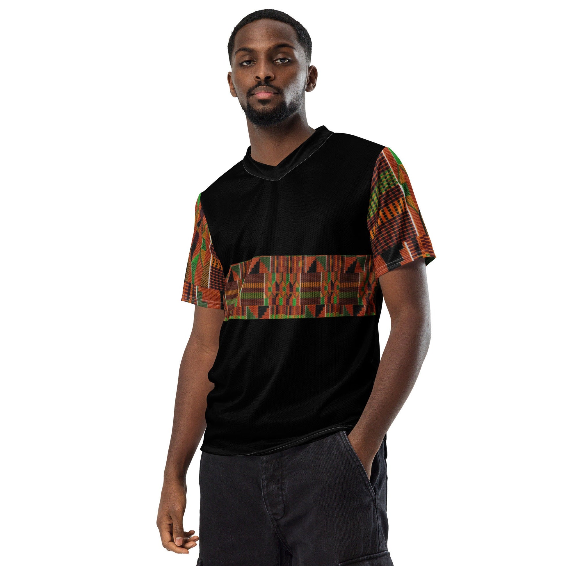 Men's African Kente Print sports jersey.
