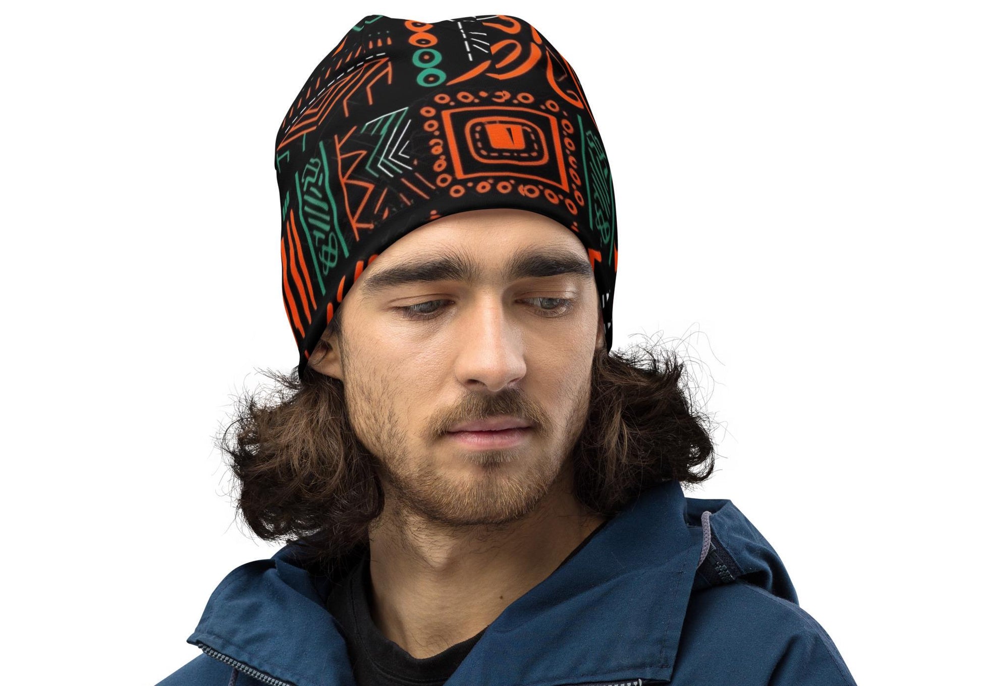 Mud Cloth Print Beanie