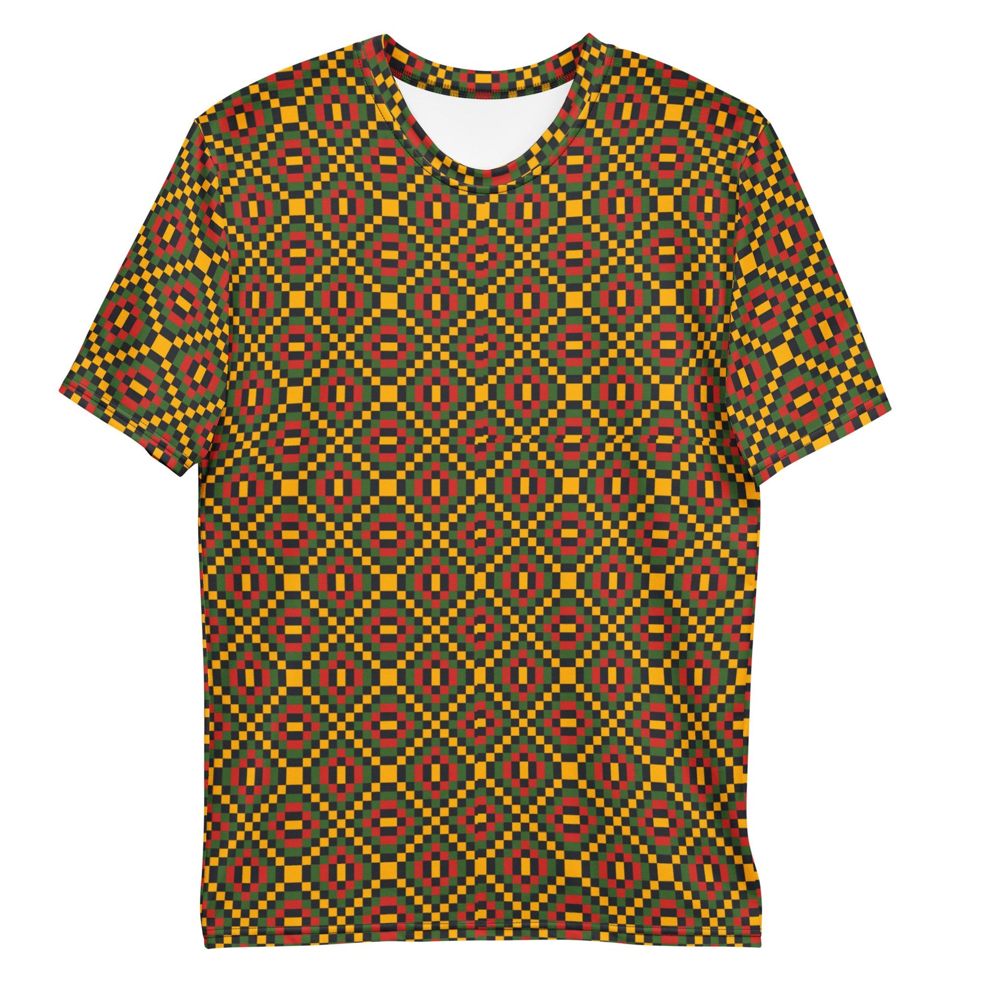 Eccentric Fashion Crew Neck Men's t-shirt, African Kente pattern, Men's apparel, casual wear, comfortable