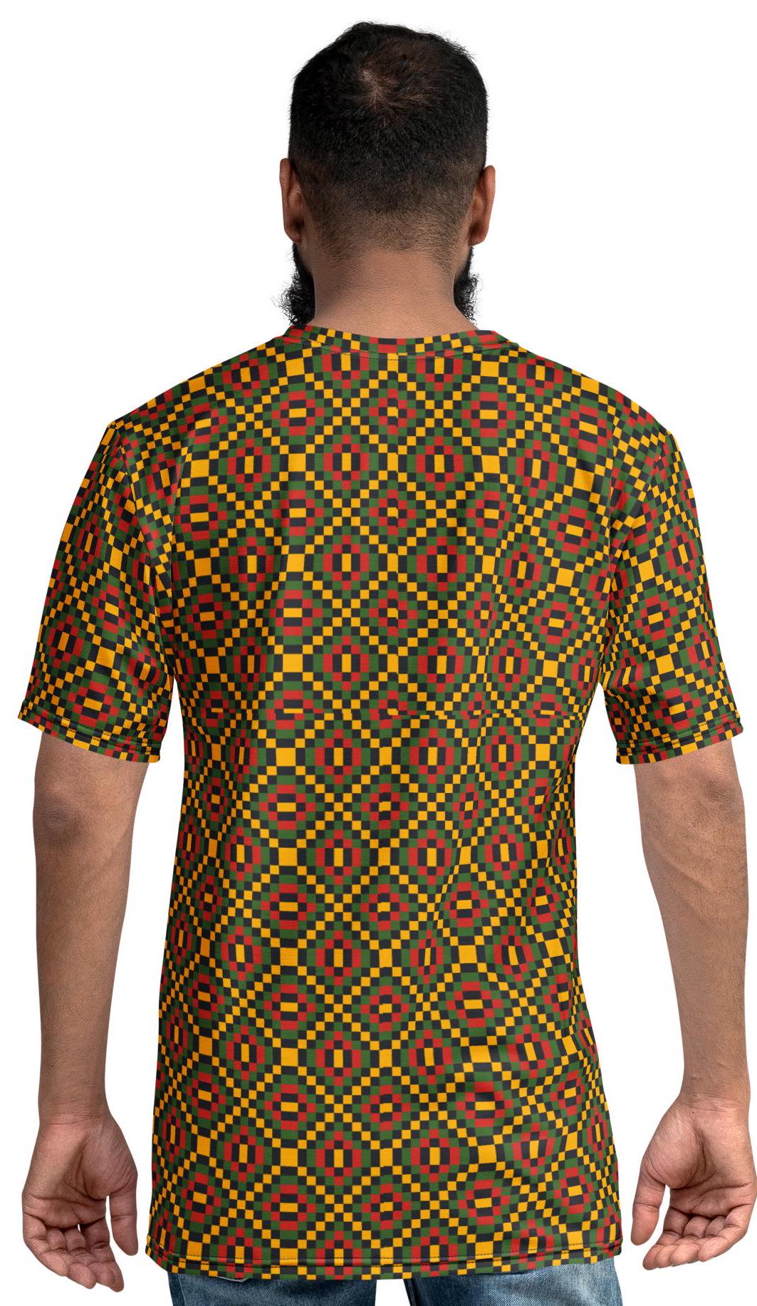 Eccentric Fashion Crew Neck Men's t-shirt, African Kente pattern, Men's apparel, casual wear, comfortable