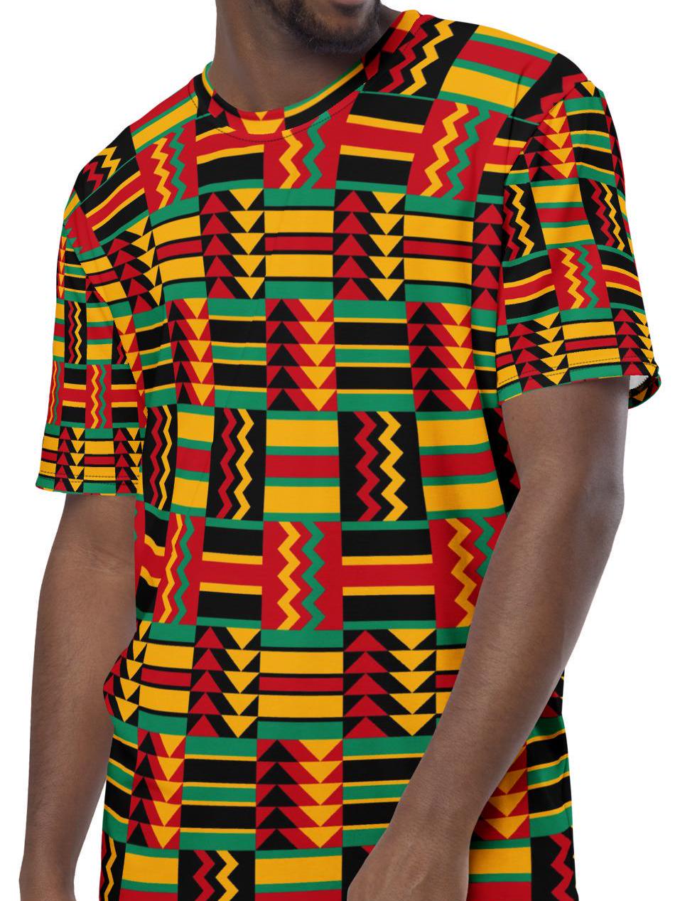 African Red Vibes Cloth of Kente Men s t-shirt, Crew neck smooth comfort wear. Men apparel