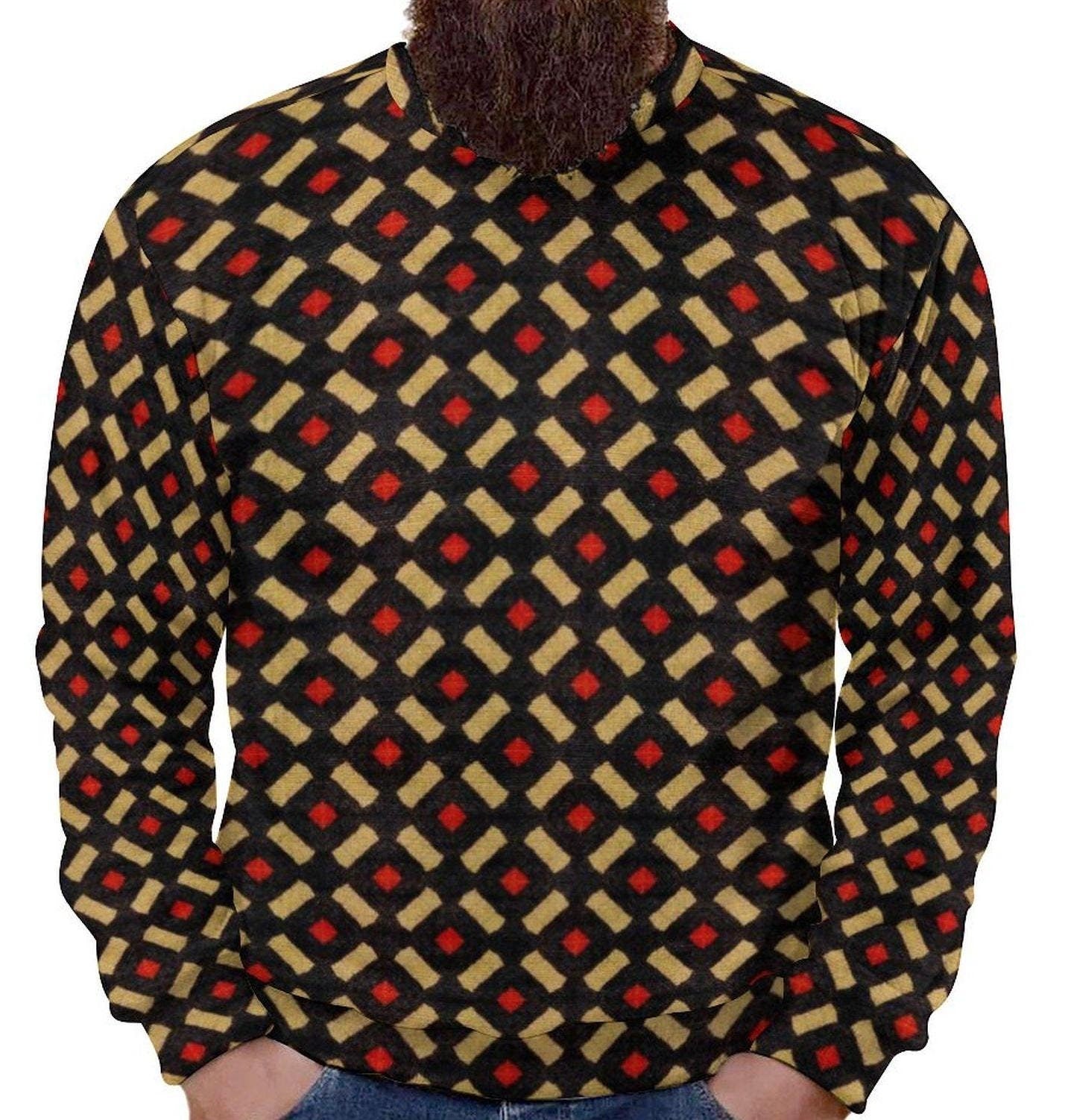 Golden Era - Mens - Crew Neck Sweatshirt - African - Bongolan Pattern - Sweatshirts - KumbatiaKulture