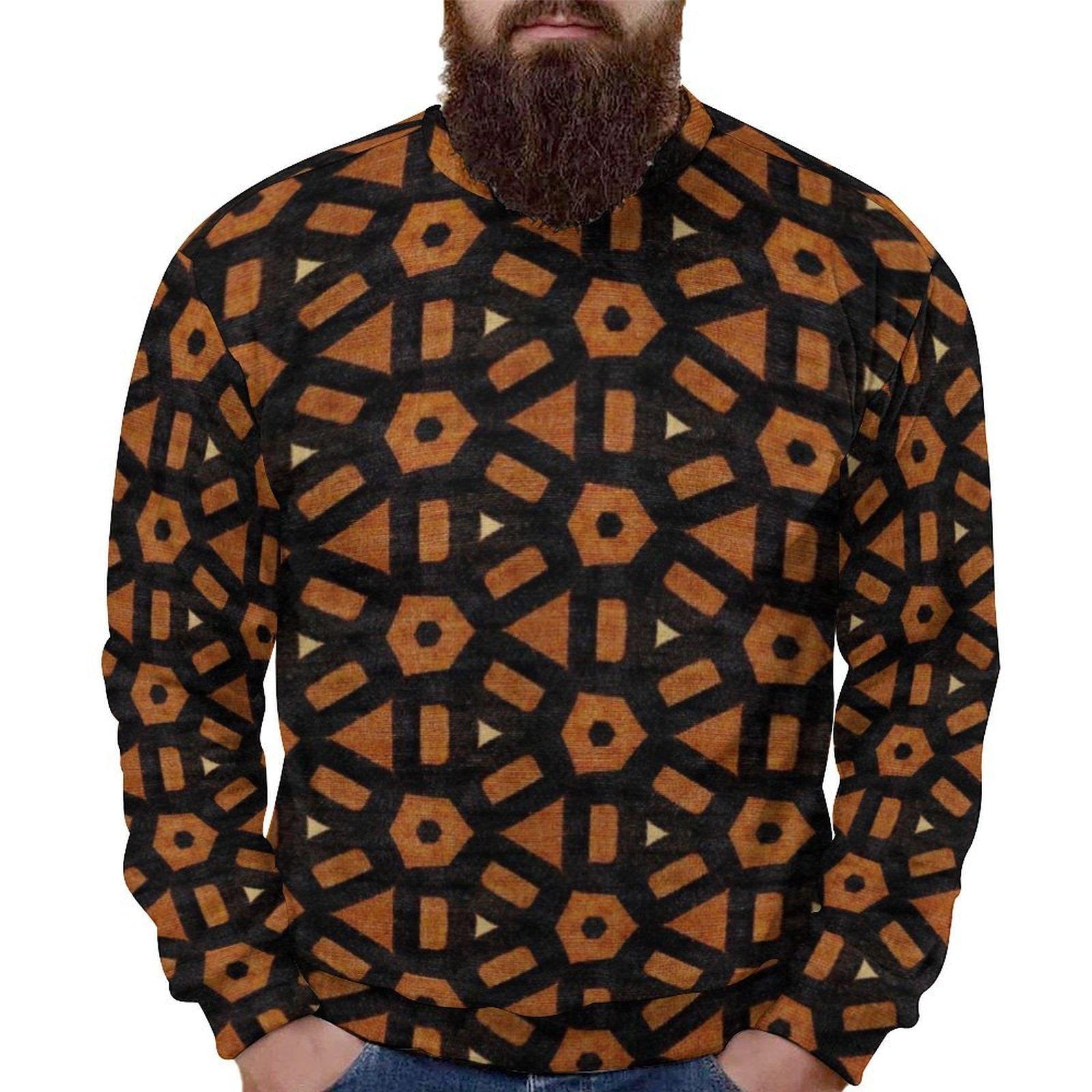 Brustic - Mens - Crew Neck Sweatshirt - African Bogolan Pattern