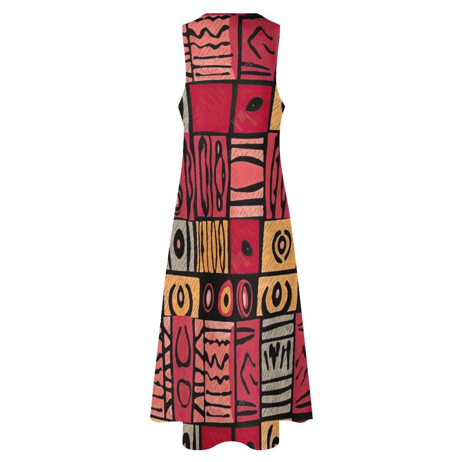 Color Chic - Womens - Sleeveless Ankle-length Dress - African - Ankara Pattern - Dresses - KumbatiaKulture
