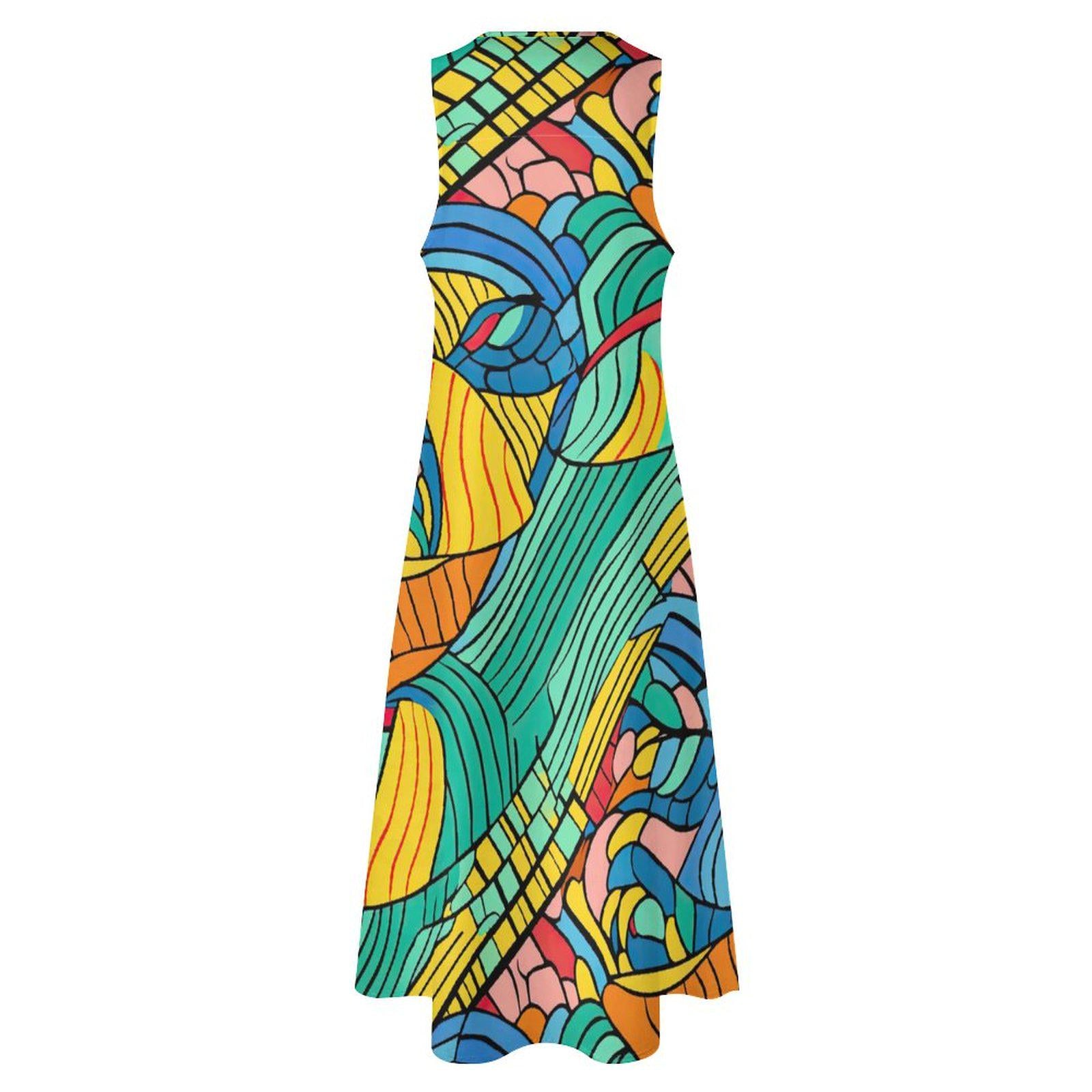 Summer Breeze - Womens - Sleeveless Ankle-length Dress - African - Ankara Pattern - Dresses - KumbatiaKulture