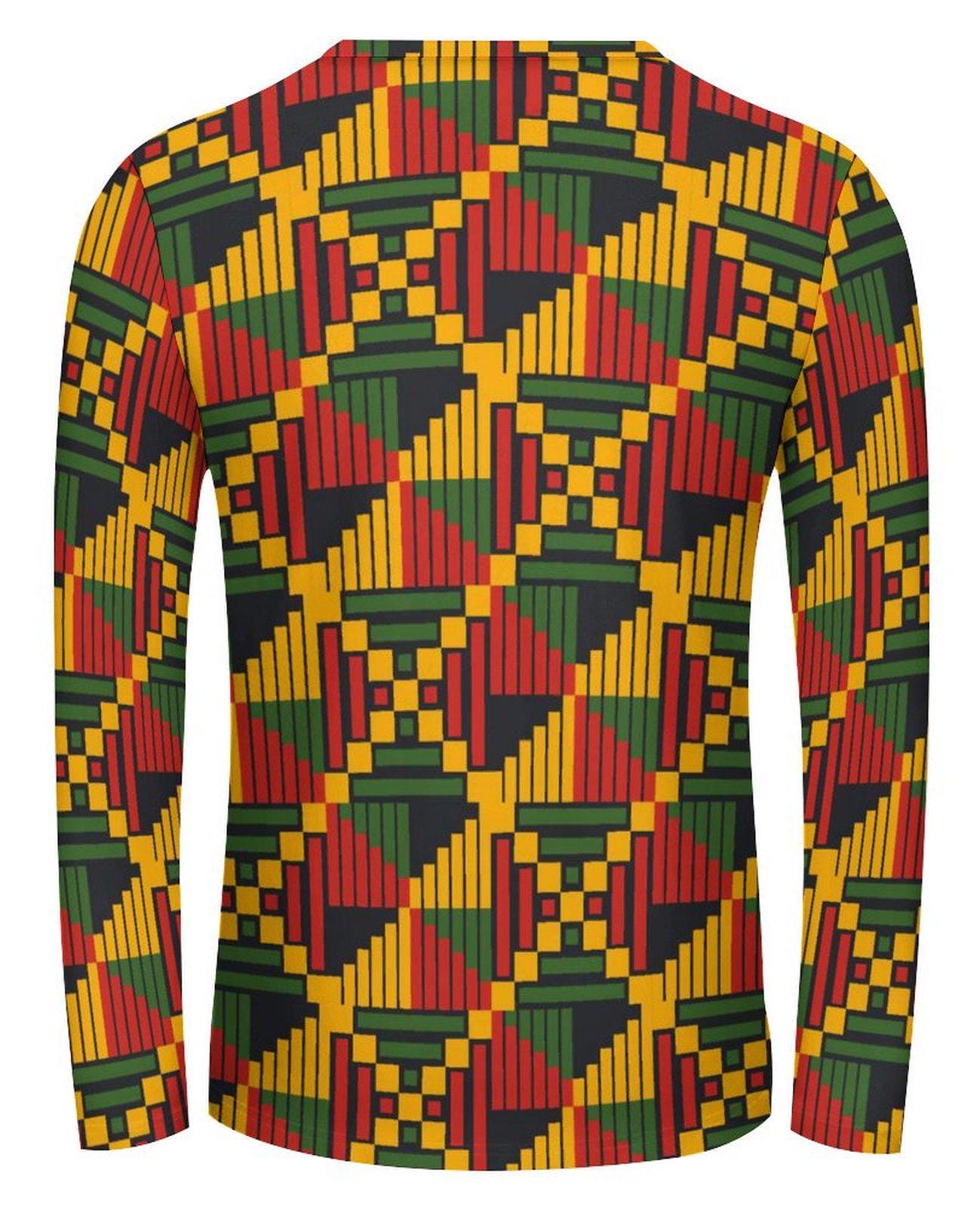 Festive - Mens- Lightweight Long Sleeve Shirt - African - KentePattern