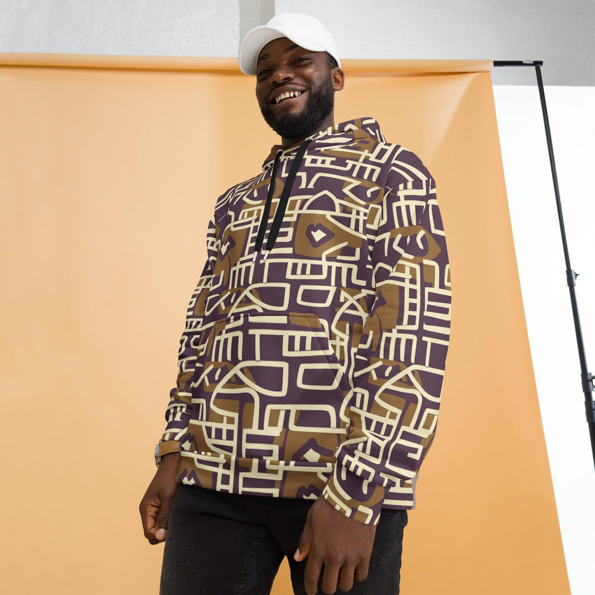 Brown Stone Graffiti - Mens - Hoodie - African Mud cloth Pattern