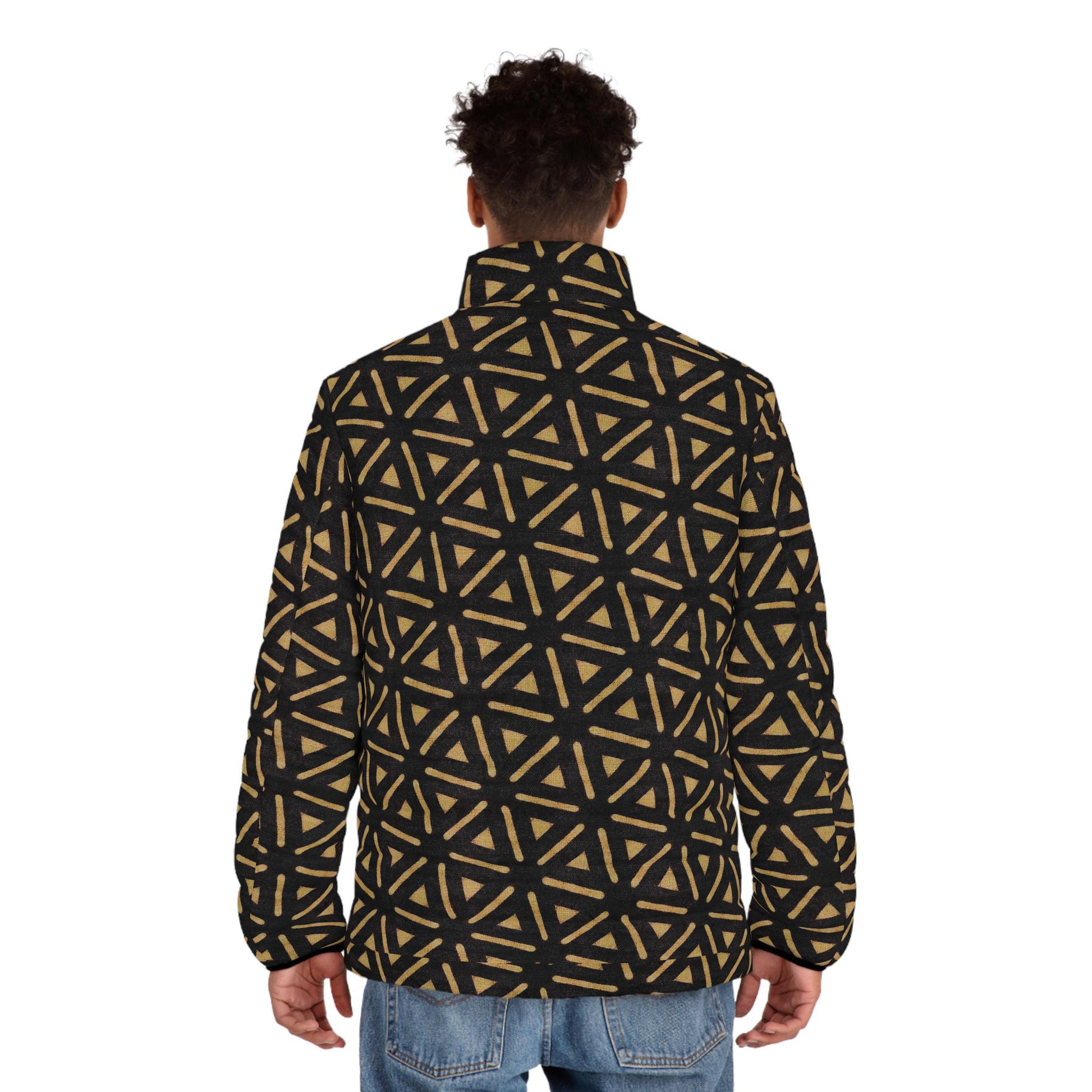 Golden Pyramid - Men's - Puffer Jacket - African - Bogolan Pattern