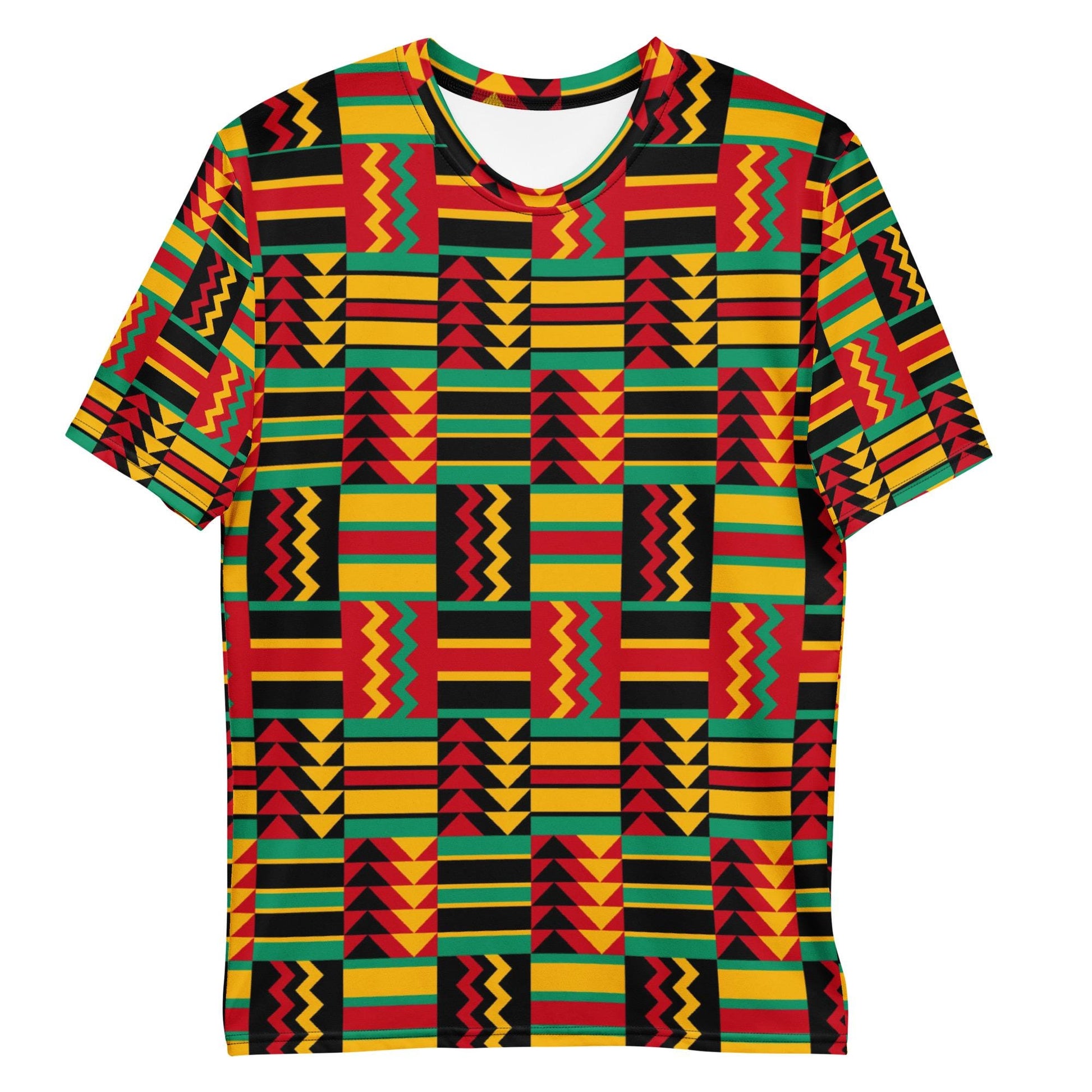African Red Vibes Cloth of Kente Men's t-shirt, Crew neck smooth comfort wear. Men's apparel