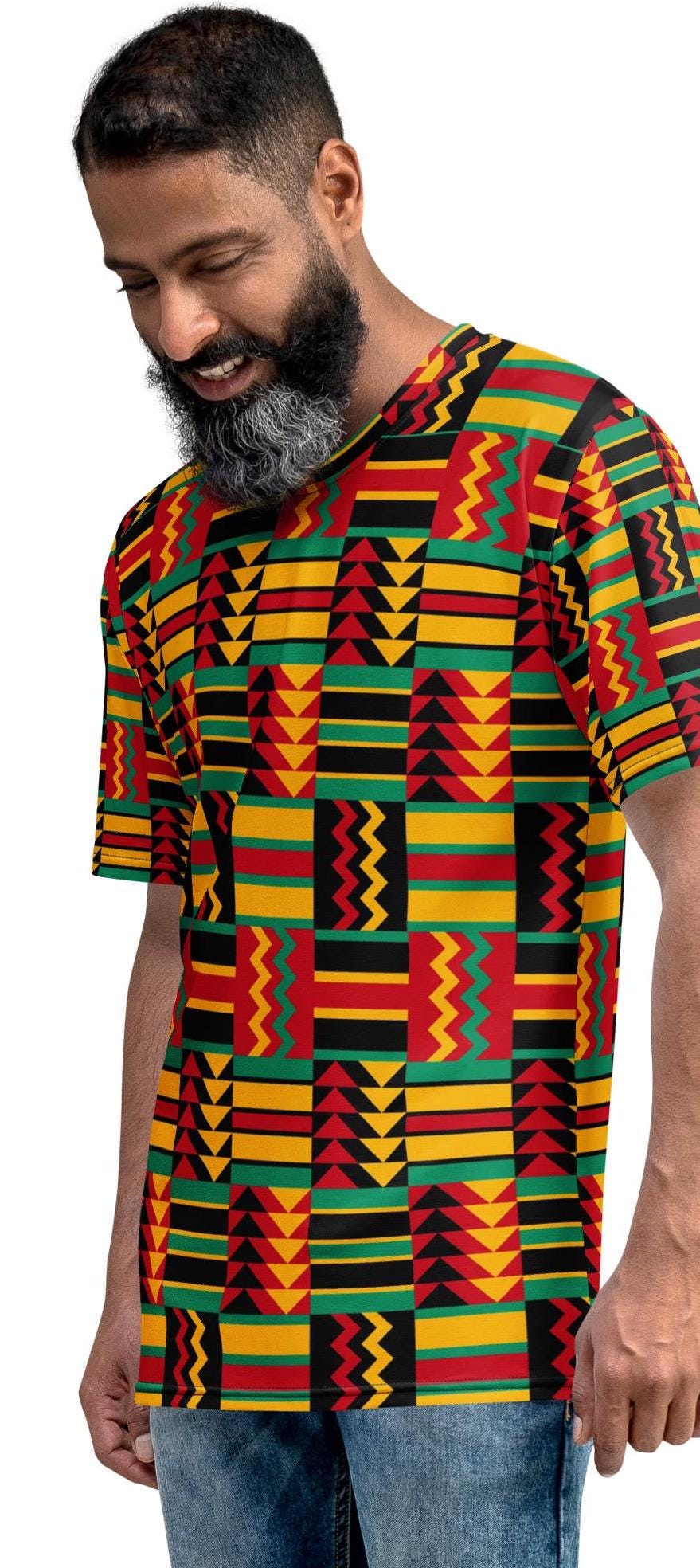 African Red Vibes Cloth of Kente Men's t-shirt, Crew neck smooth comfort wear. Men's apparel
