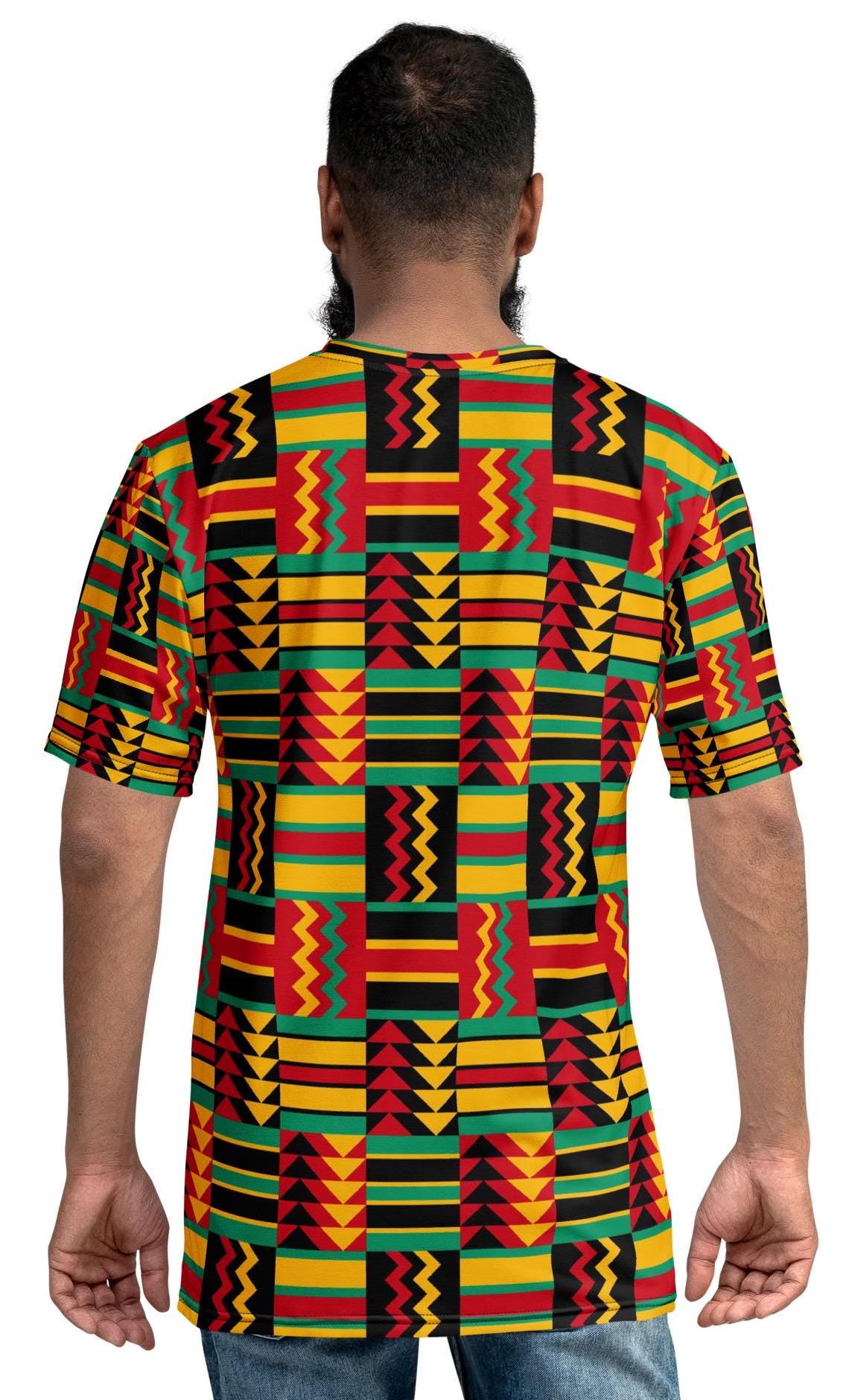 African Red Vibes Cloth of Kente Men's t-shirt, Crew neck smooth comfort wear. Men's apparel
