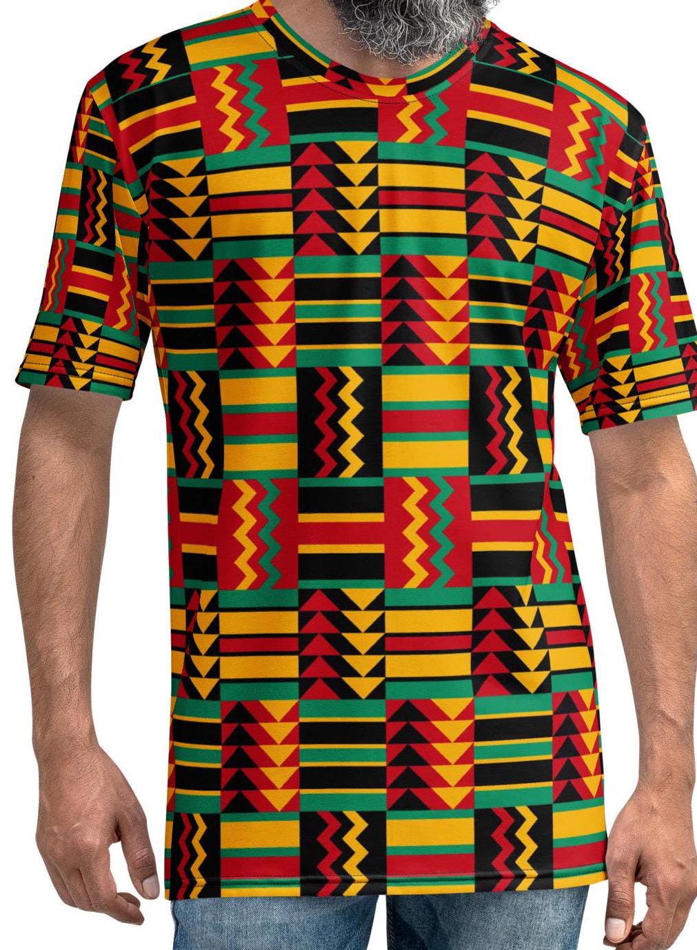 African Red Vibes Cloth of Kente Men's t-shirt, Crew neck smooth comfort wear. Men's apparel