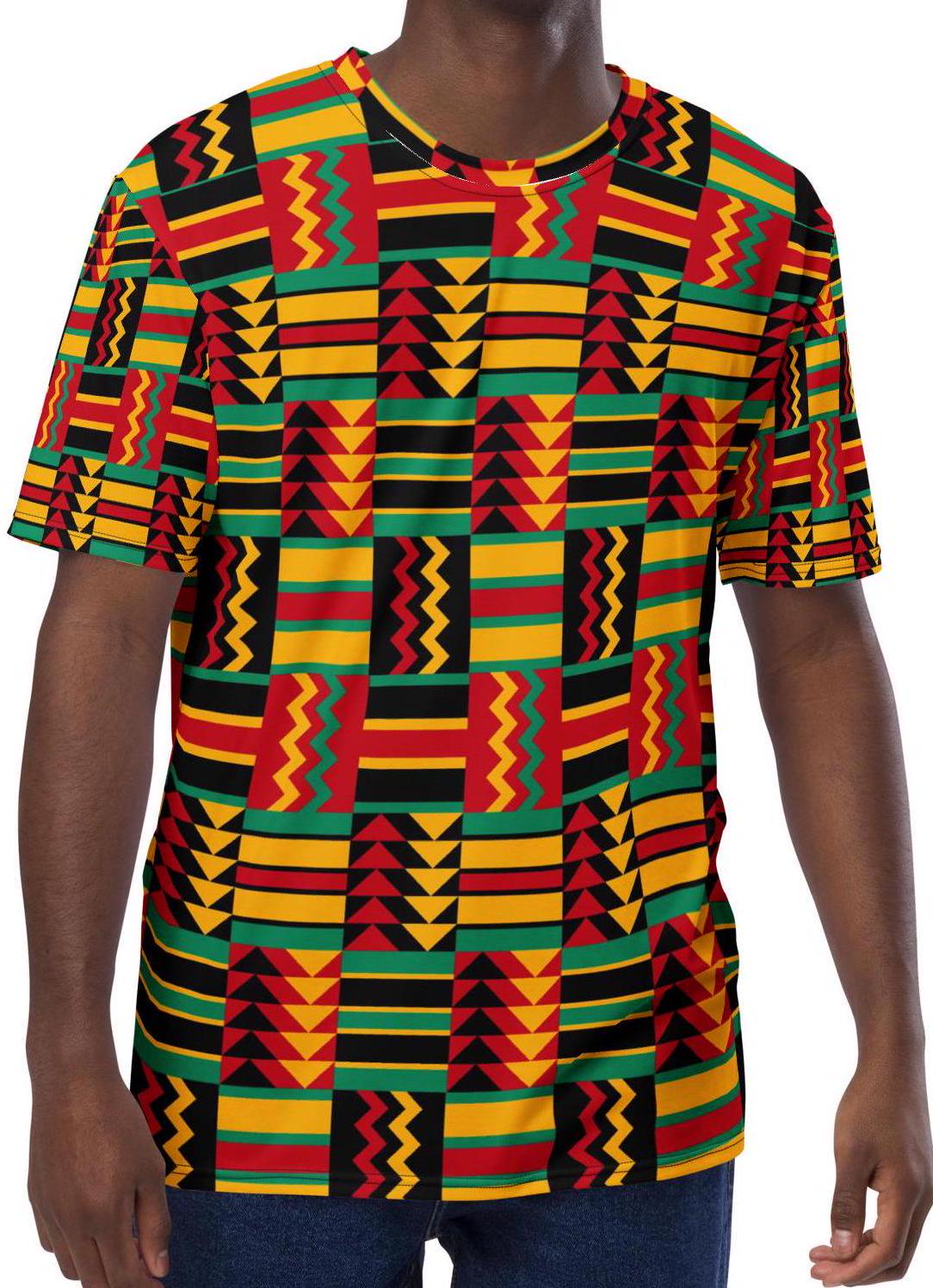 African Red Vibes Cloth of Kente Men t-shirt, Crew neck smooth comfort wear. Men apparel