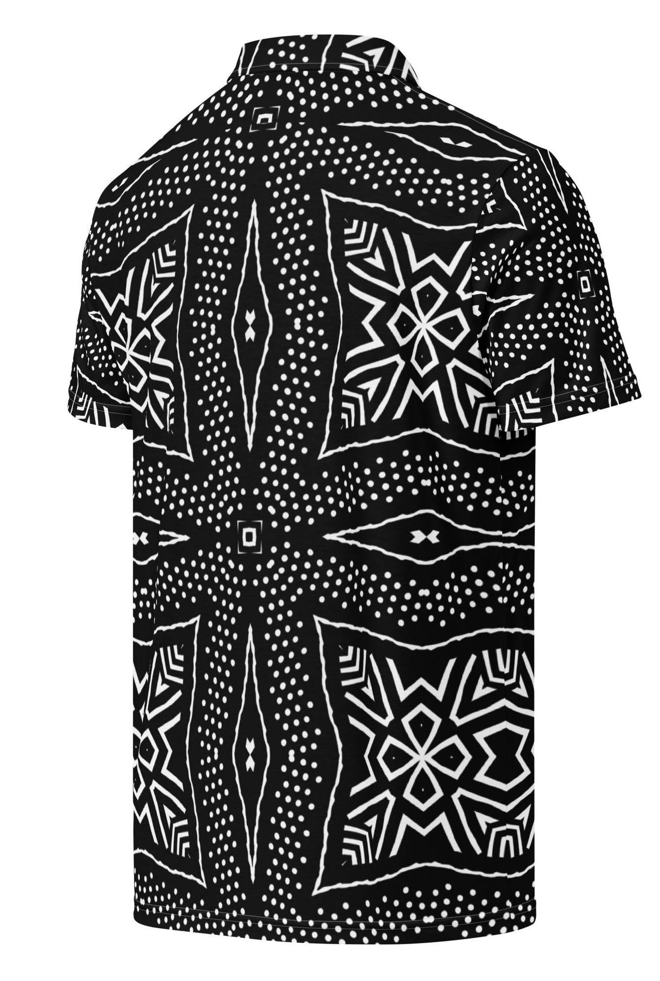 Black African Textile Men’s slim fit polo shirt sleeve shirt, casual wear apparel