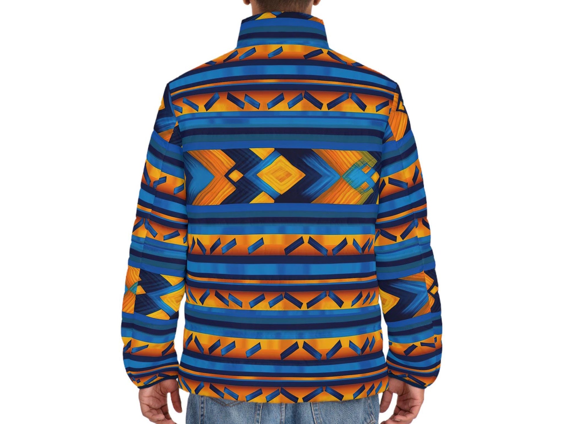 Love - Men's - Puffer Jacket - African - Kente Pattern