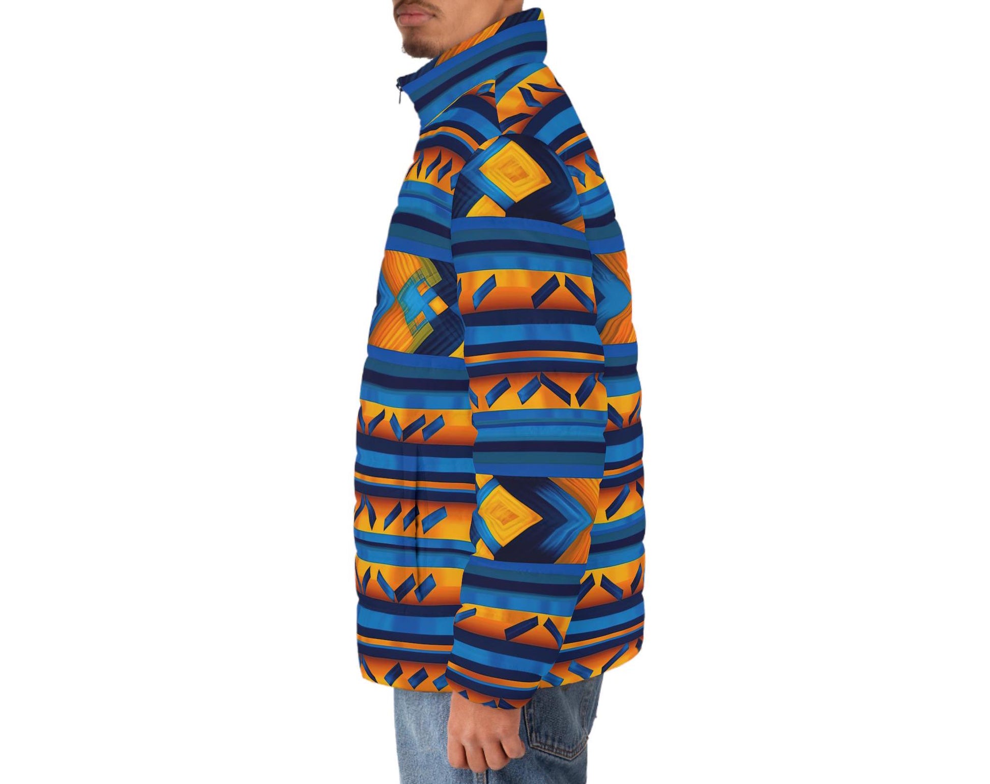 Love - Men's - Puffer Jacket - African - Kente Pattern