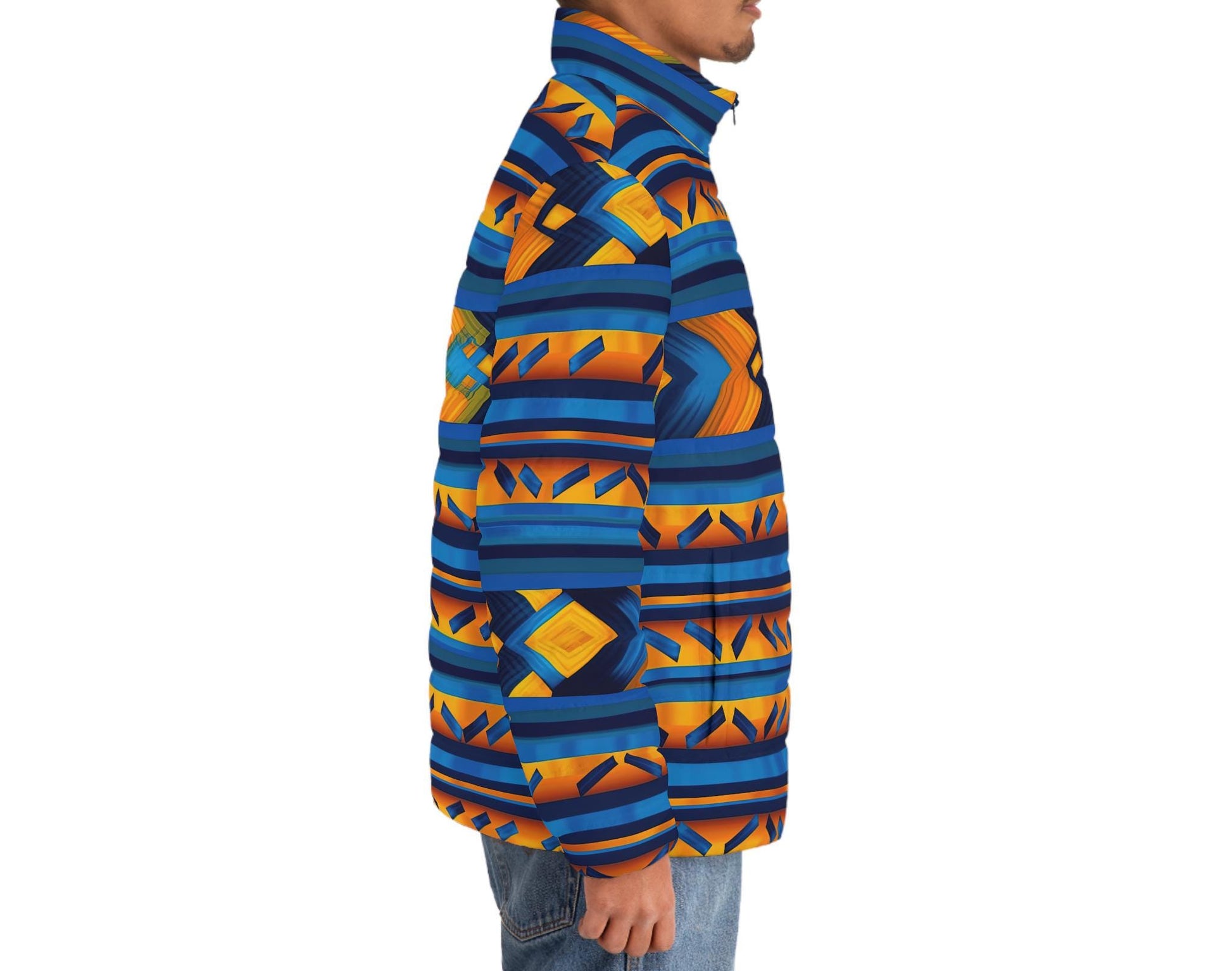 Love - Men's - Puffer Jacket - African - Kente Pattern