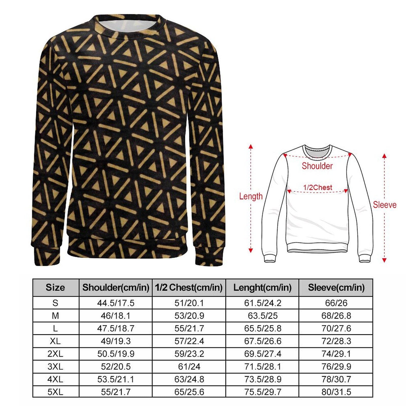 Midnight Gold - Mens - Crew Neck Sweatshirt - African - Bologan Pattern