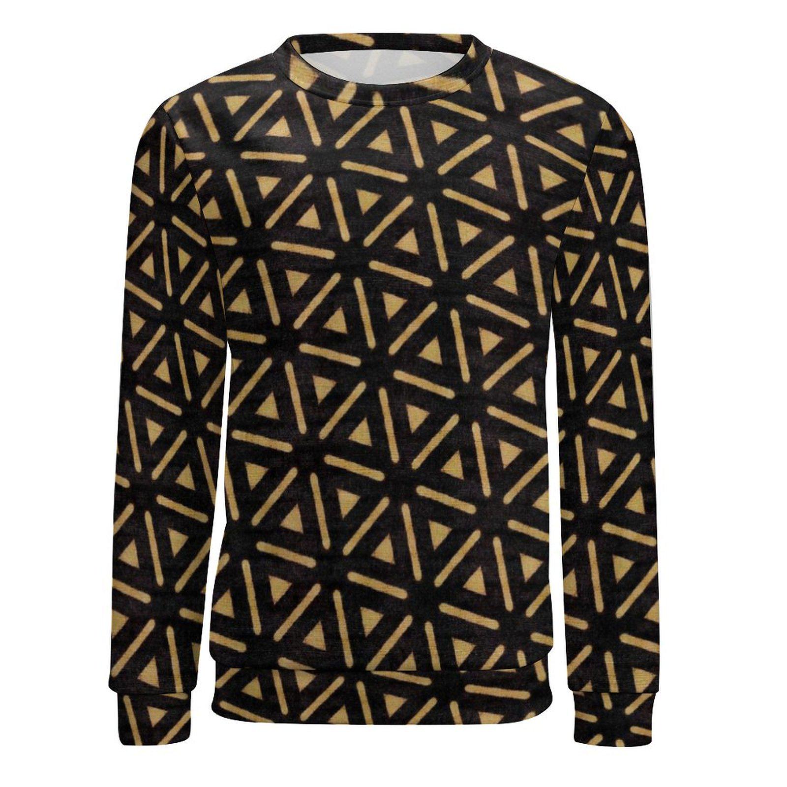 Midnight Gold - Mens - Crew Neck Sweatshirt - African - Bologan Pattern