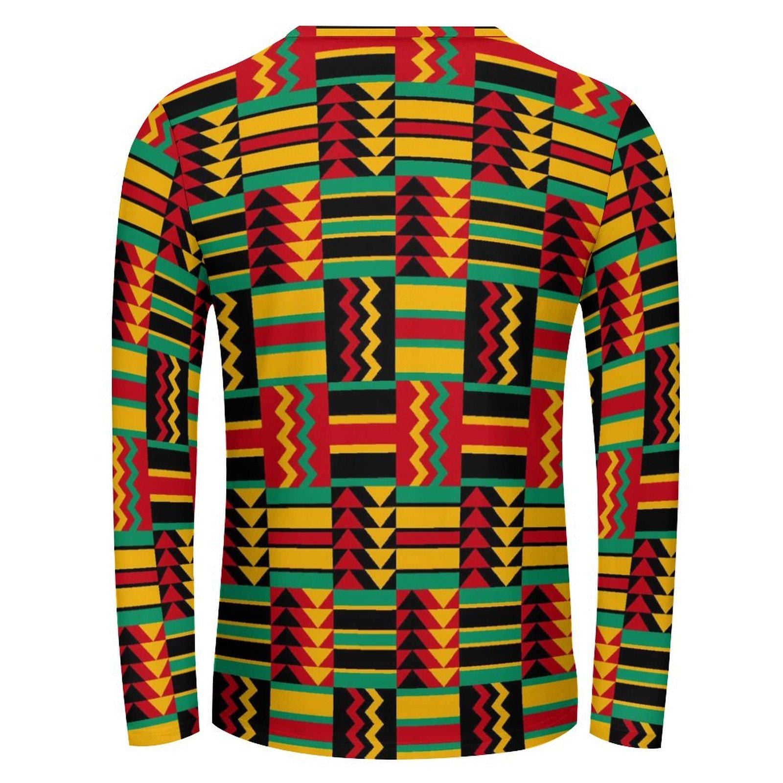 Savanna Hot - Mens -Lightweight Long Sleeve Shirt - African - Kente Pattern