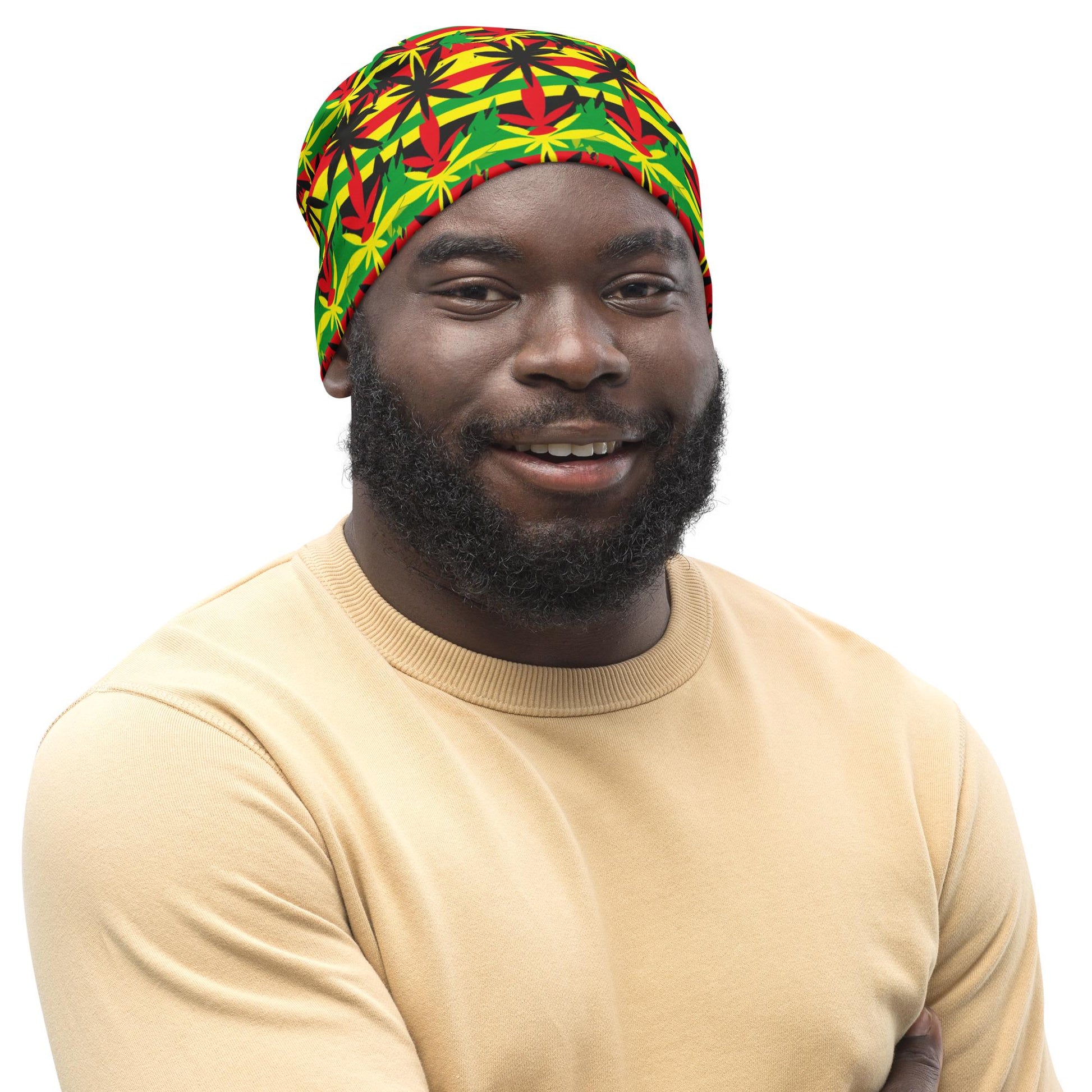 Paradise - Mens Beanie - Jamaican- Rastafarian Pattern