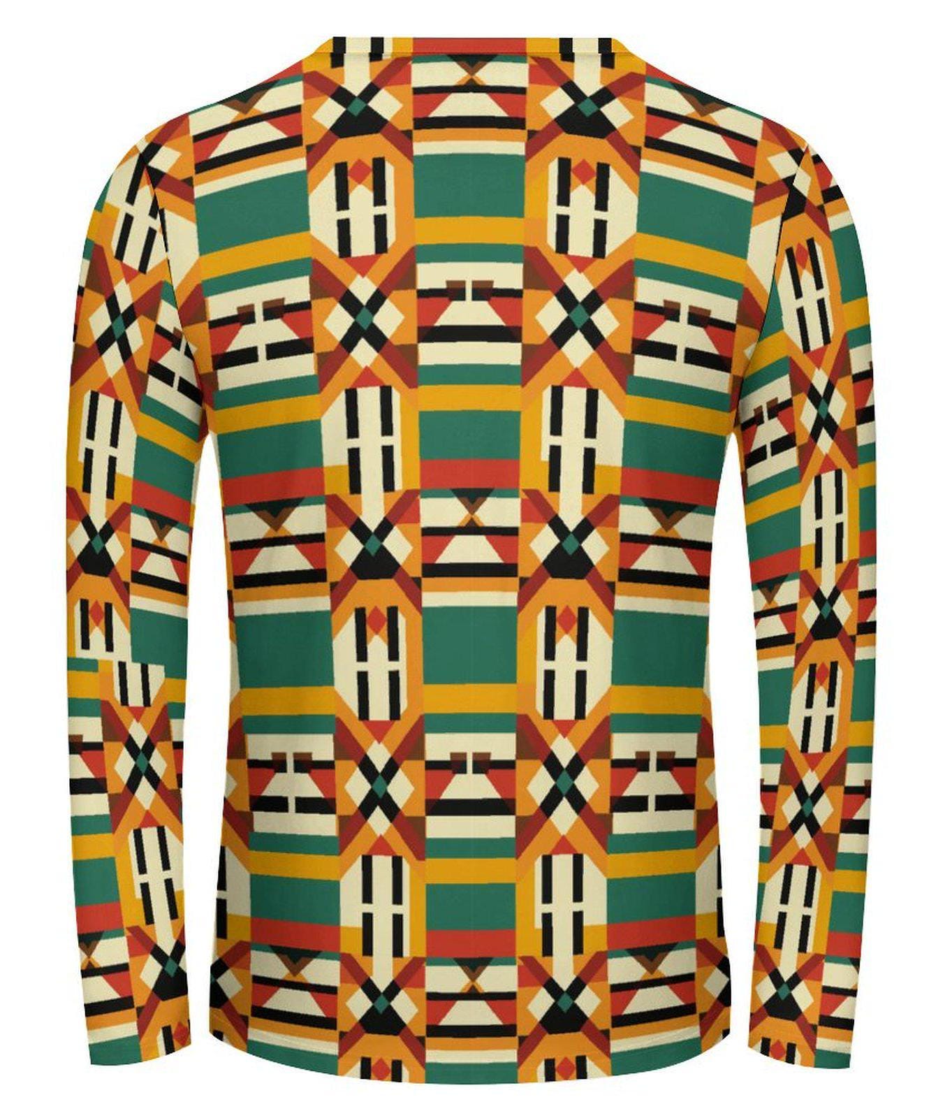 Summers Heat - Mens - Lightweight Long Sleeve Shirt - African - Kente pattern - T-shirts - KumbatiaKulture