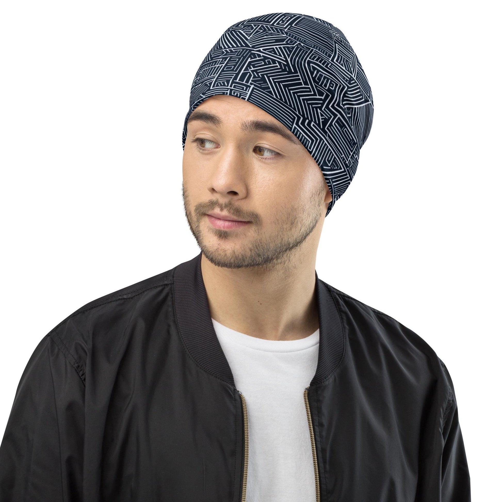 Blk - Mens - Beanie - African - Kente Pattern