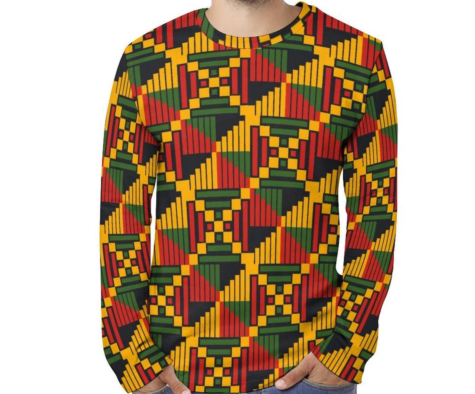 Festive - Mens- Lightweight Long Sleeve Shirt - African - KentePattern