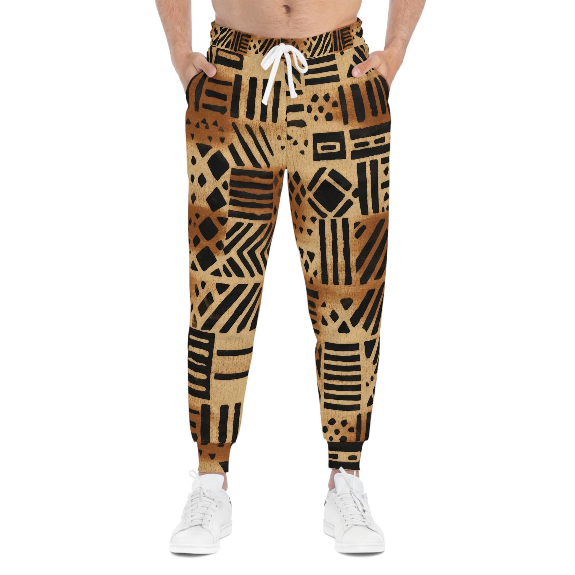 Neutrals - Mens - Athletic Joggers - African - Mud Cloth Pattern