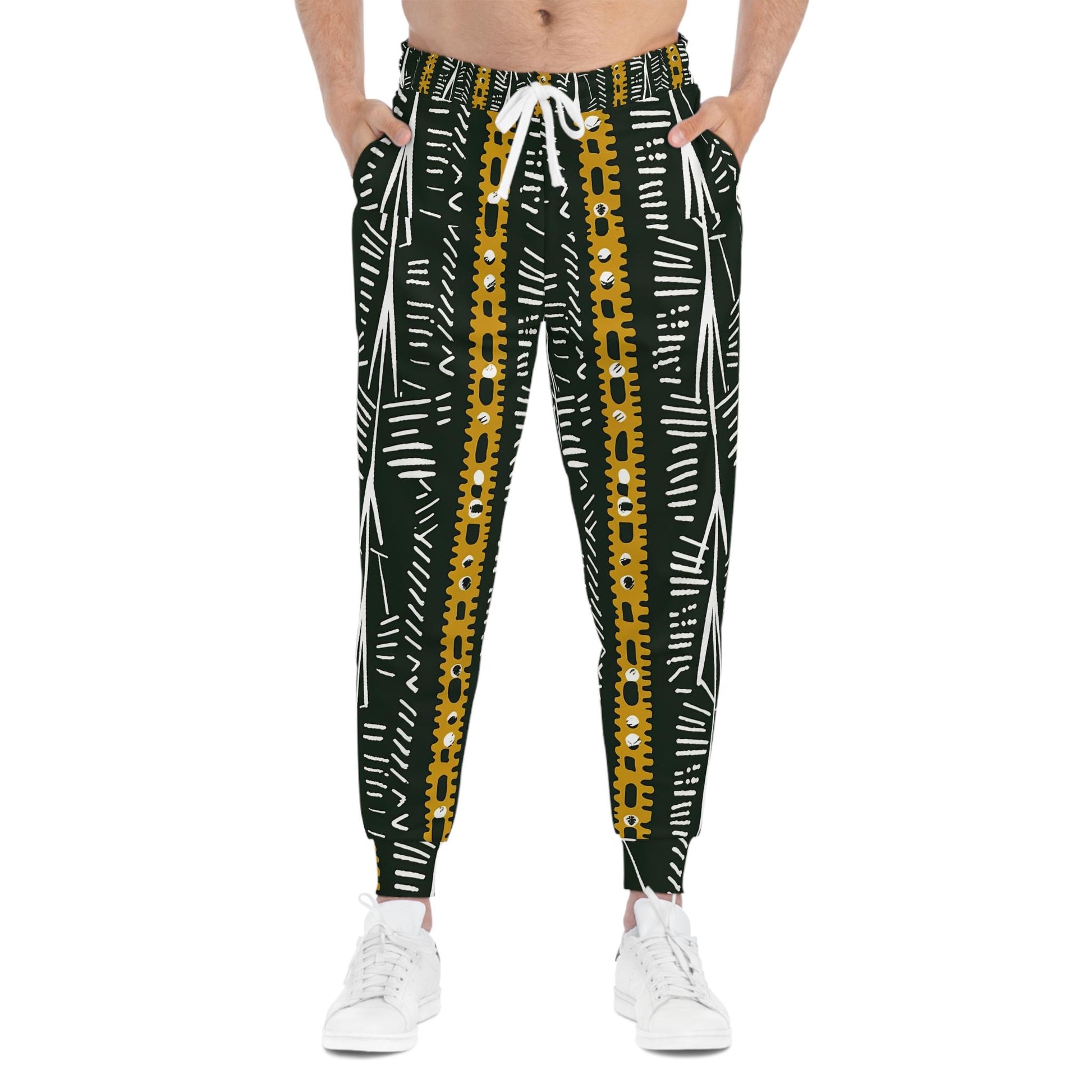 Blk Earth - Mens - Athletic Joggers - African - Mud cloth Pattern - Comfortable Lounge Wear - Workout Pants - Athletes