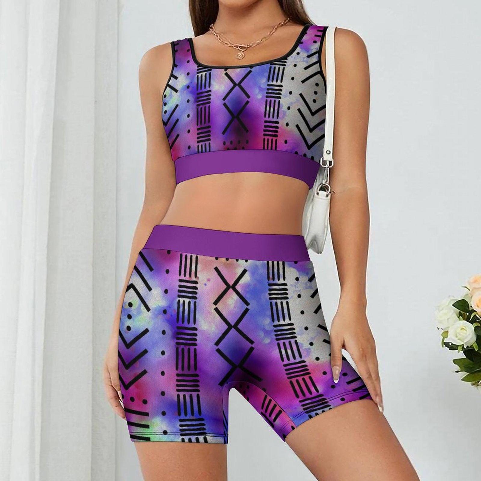 Purple Pearl - Womens - Yoga Workout Outfit - African - Tie-Dye Pattern - Sports & Fitness - KumbatiaKulture