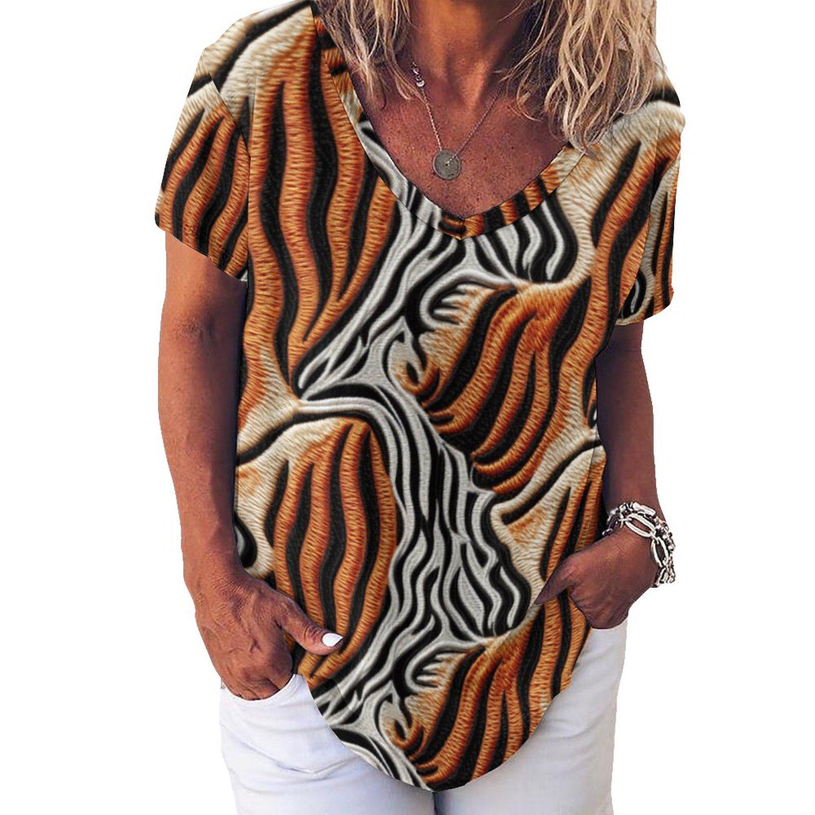 Mamal - Woman - Custom Short Sleeve T-Shirts - African - Animal pattern