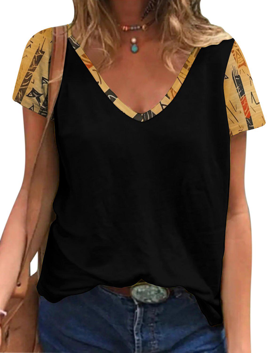 Inky - Womens -Custom Short Sleeve T-Shirts - Africa - Mud cloth Pattern