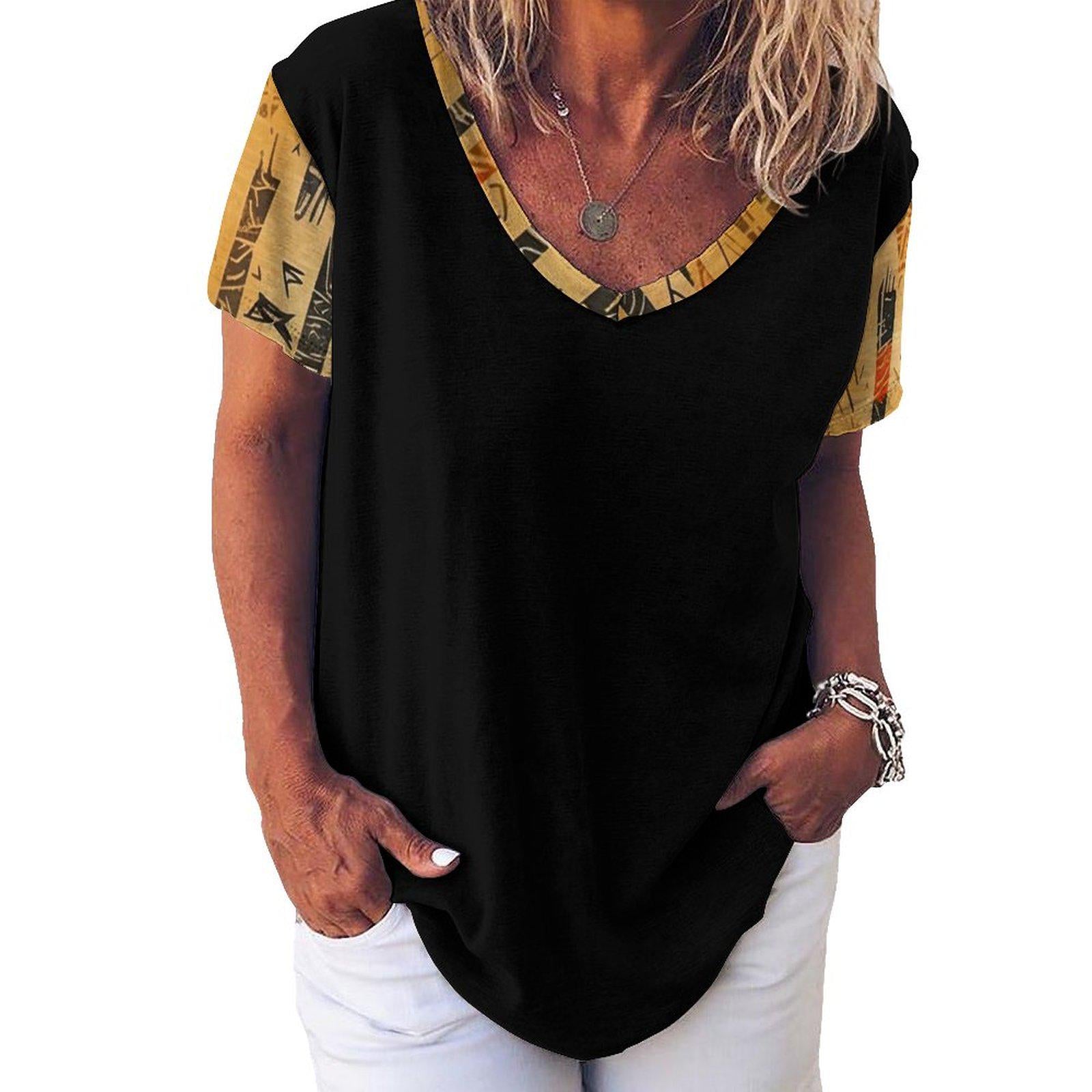 Inky - Womens -Custom Short Sleeve T-Shirts - Africa - Mud cloth Pattern
