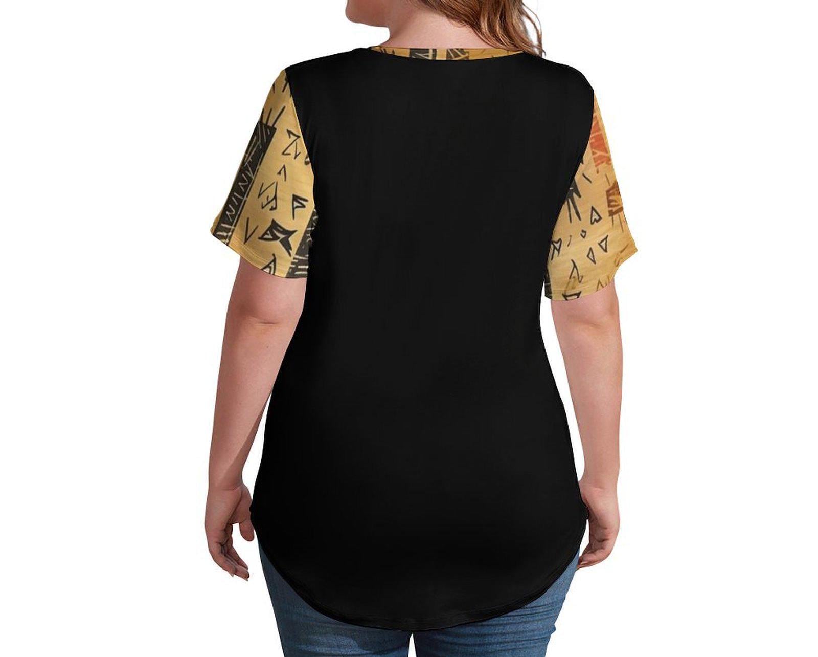 Inky - Womens -Custom Short Sleeve T-Shirts - Africa - Mud cloth Pattern