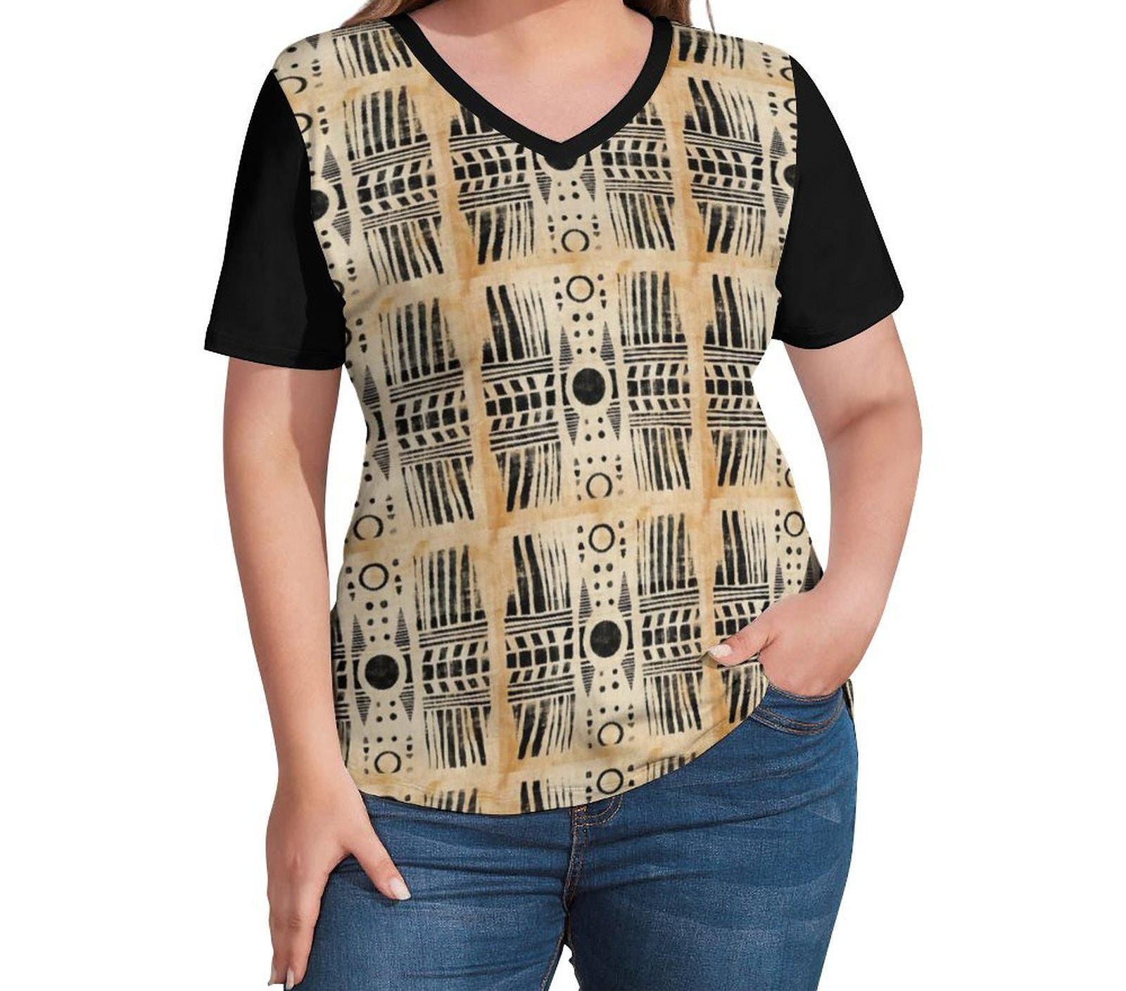 Burnt Sands - Womens - Short Sleeve T-Shirts - African - Mud Cloth Pattern - T-shirts - KumbatiaKulture