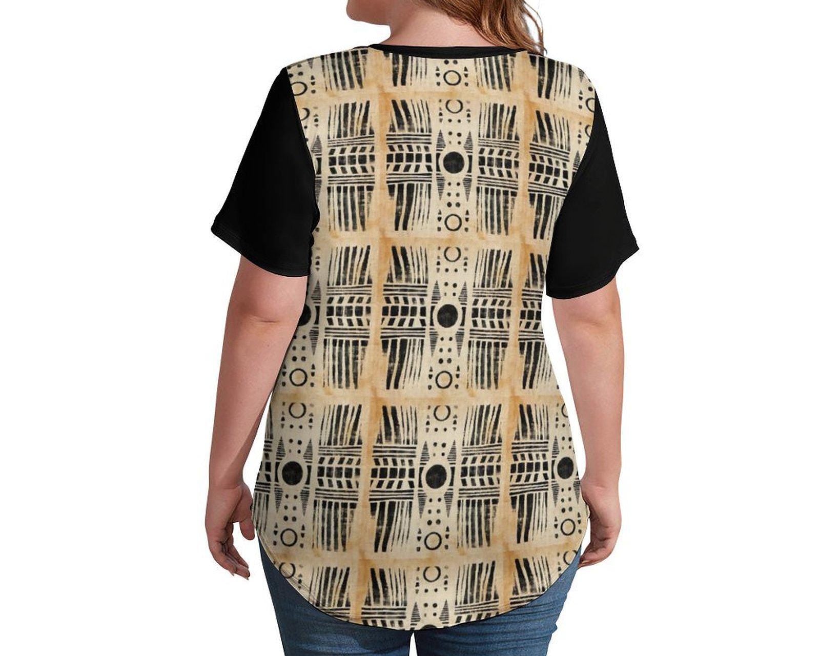 Burnt Sands - Womens - Short Sleeve T-Shirts - African - Mud Cloth Pattern