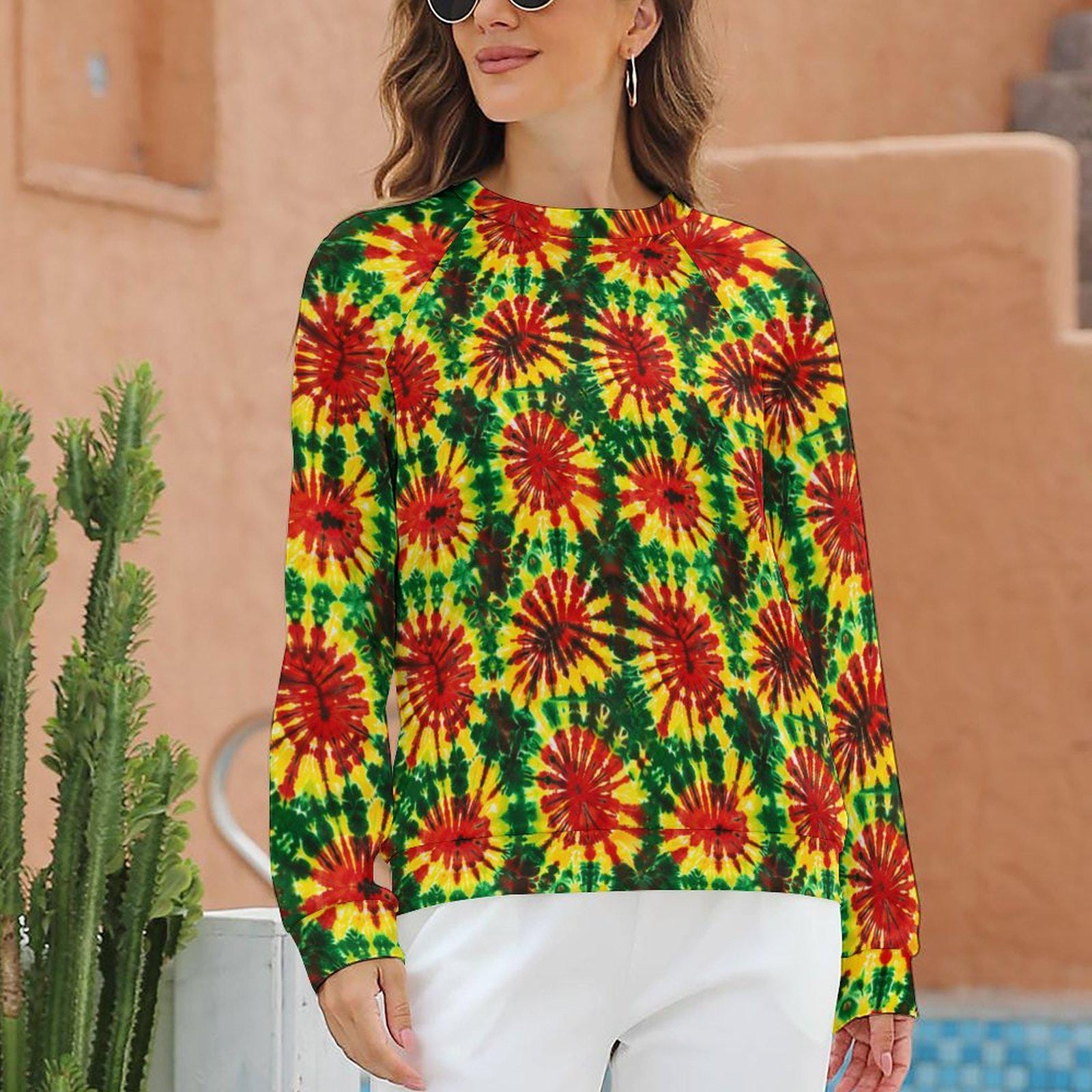 Rasta Tie - Womens - Sweatshirt Designs - Jamaican - Rastafarian pattern - Sweatshirts - KumbatiaKulture