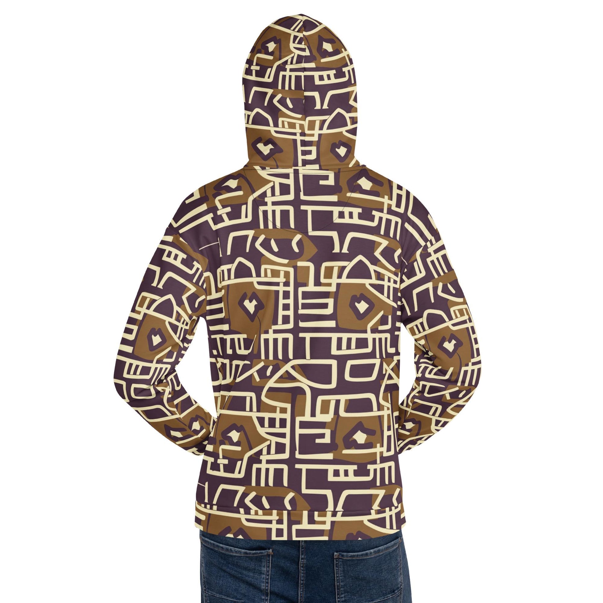 Brown Stone Graffiti - Mens - Hoodie - African Mud cloth Pattern
