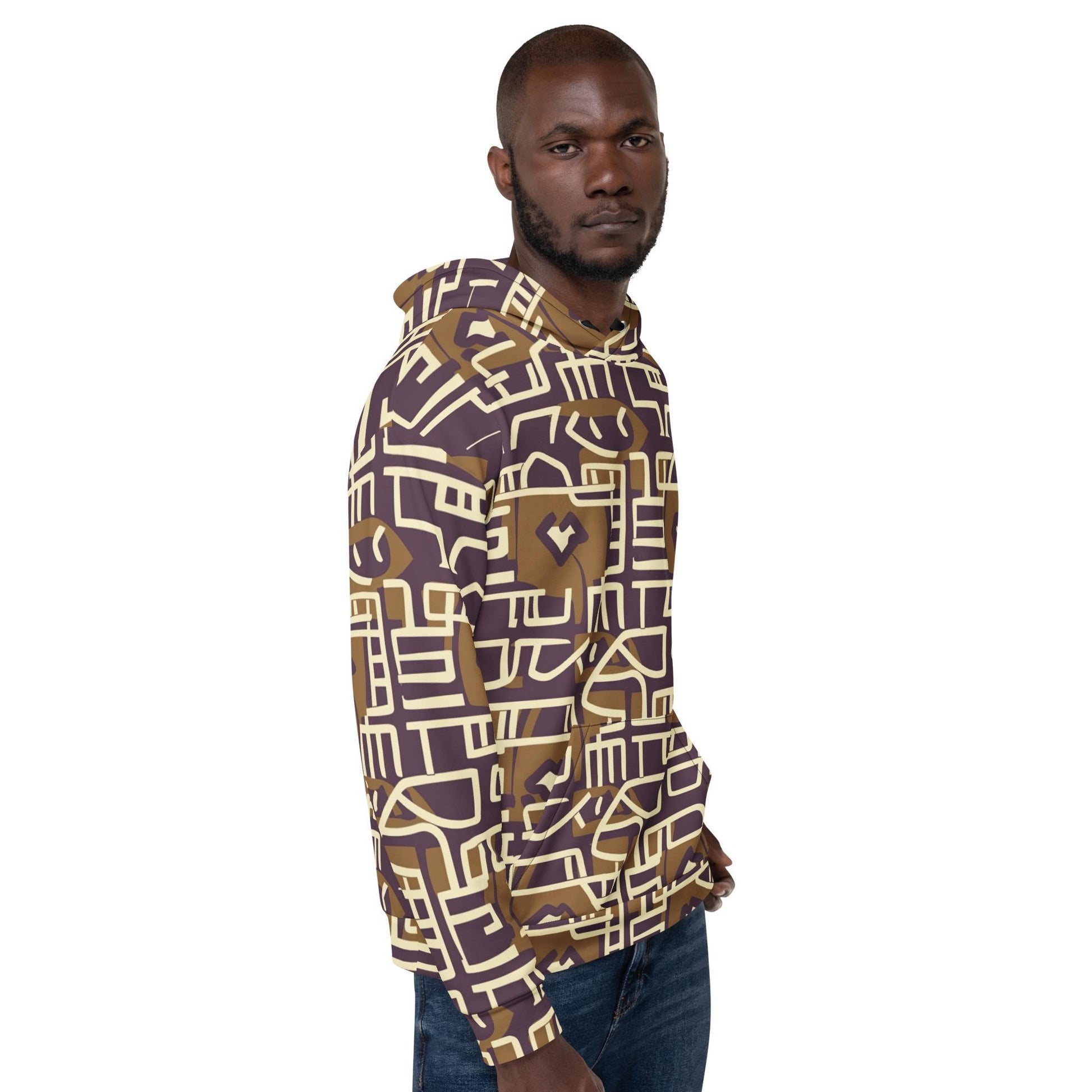 Brown Stone Graffiti - Mens - Hoodie - African Mud cloth Pattern