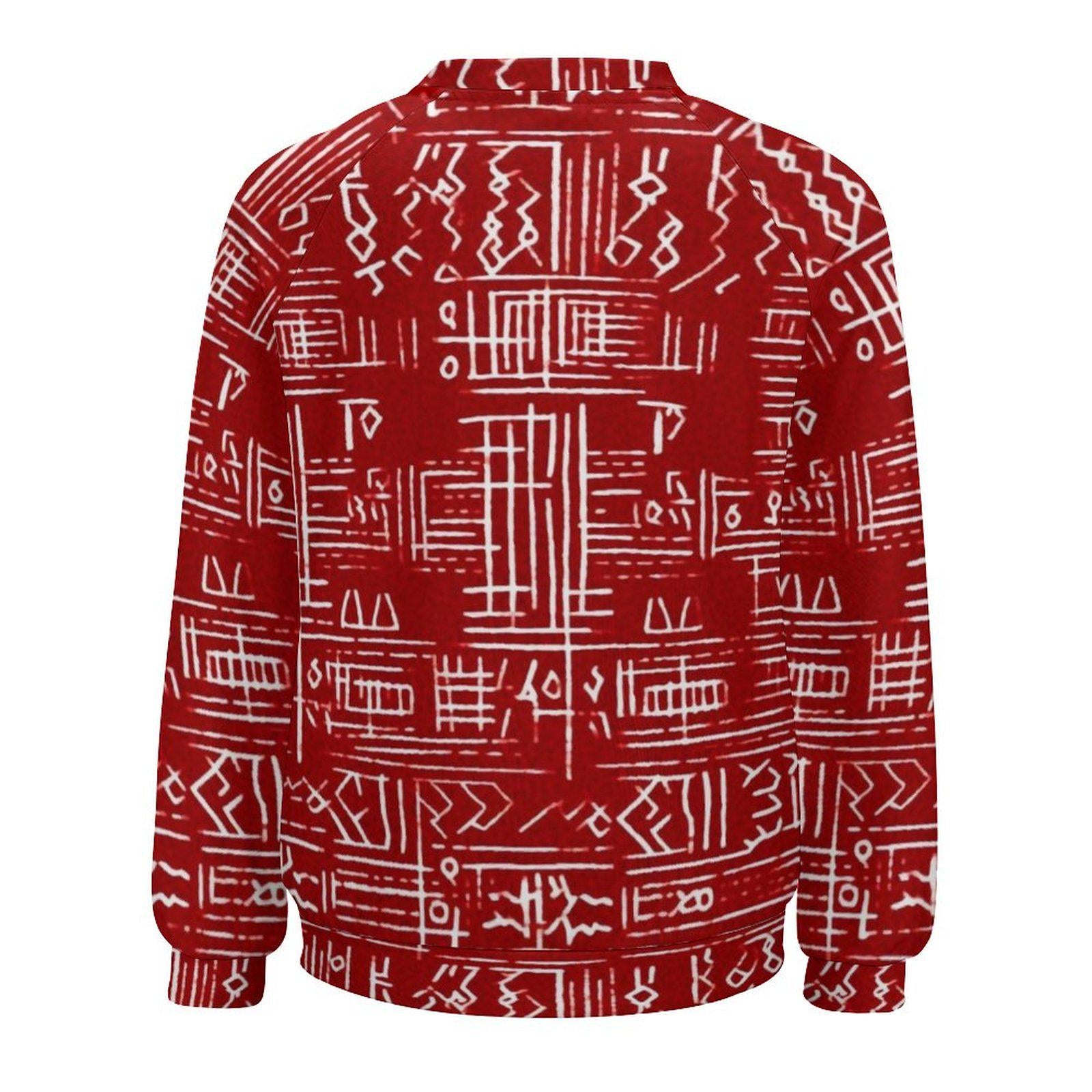 Red streak - Womens - Sweatshirt Raglan Style- African - Mud cloth pattern - Sweatshirts - KumbatiaKulture