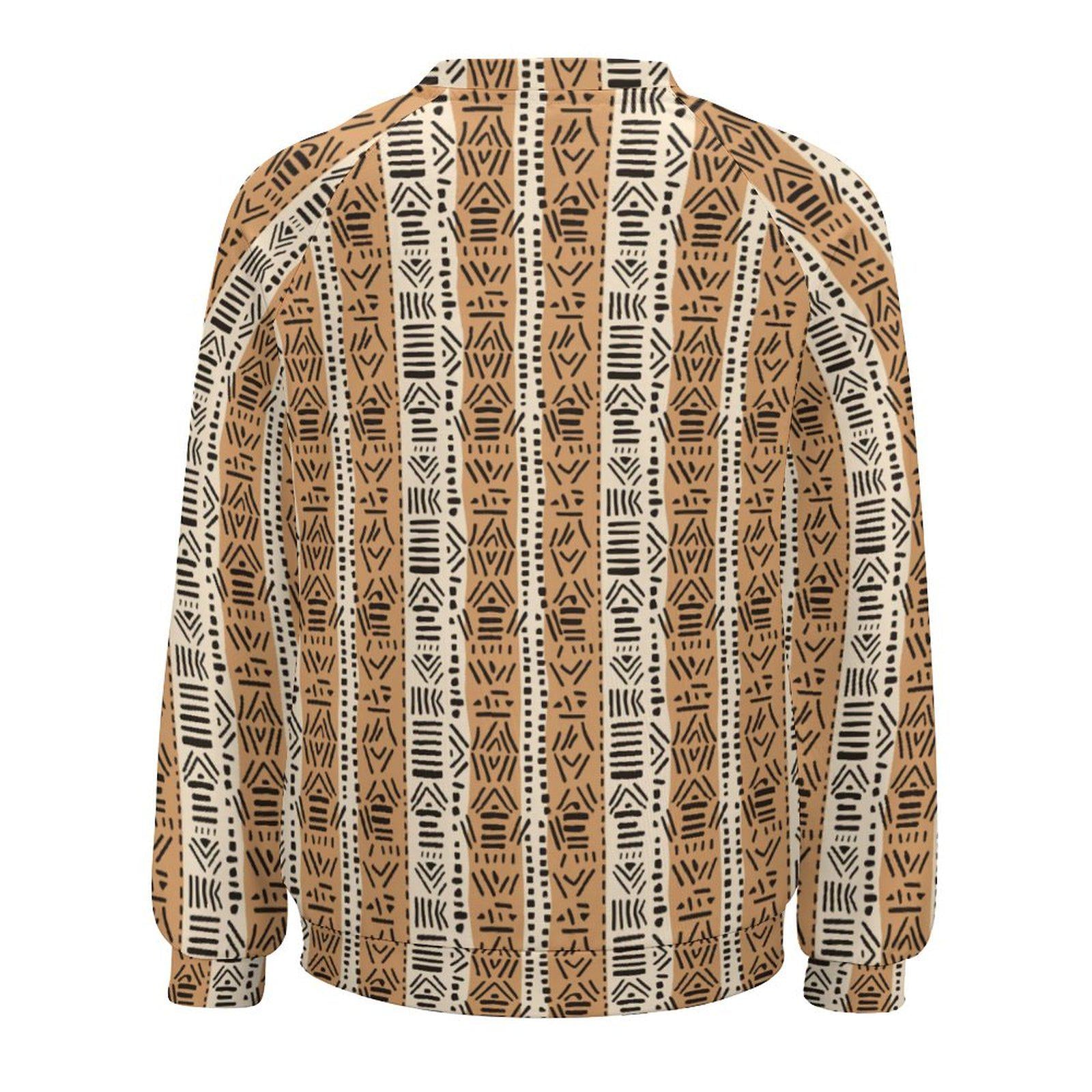 Soft yellow- Womens- Sweatshirt Raglan Style- African- Mud cloth Pattern - Sweatshirts - KumbatiaKulture