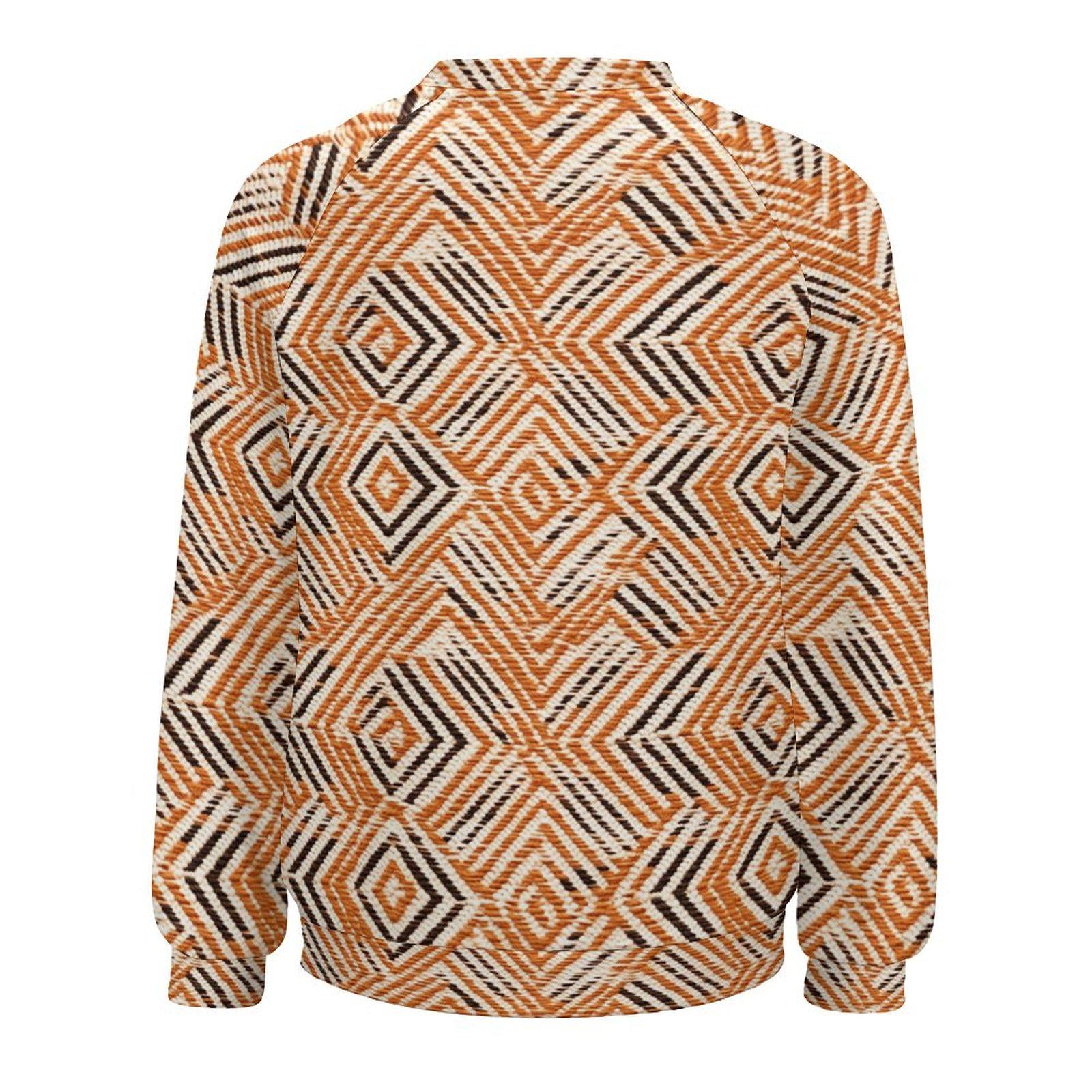 Tangerine- Womens - Sweatshirt Designs Raglan Style - African Mud cloth Pattern - Sweatshirts - KumbatiaKulture