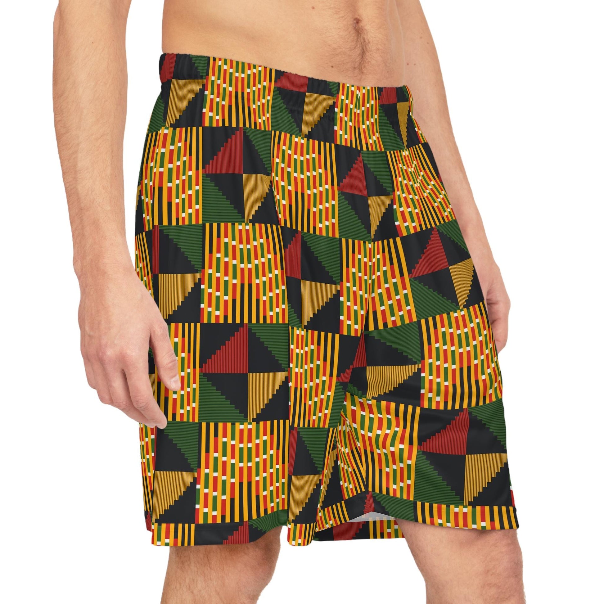 Pyramid - Mens - Basketball Shorts - African - Kente Pattern - Shorts - KumbatiaKulture