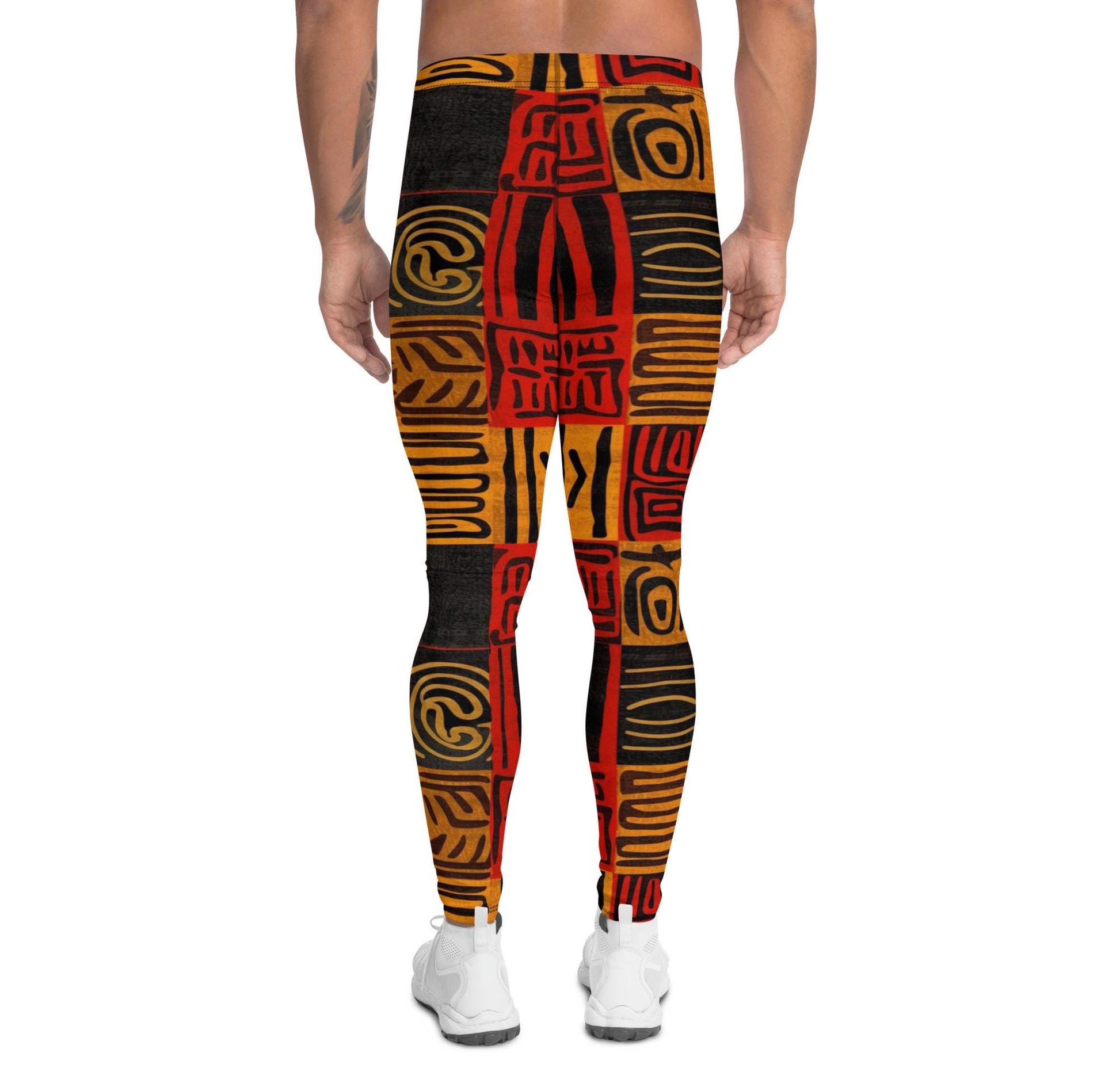 Heat - Men's Leggings - African Mud cloth Pattern