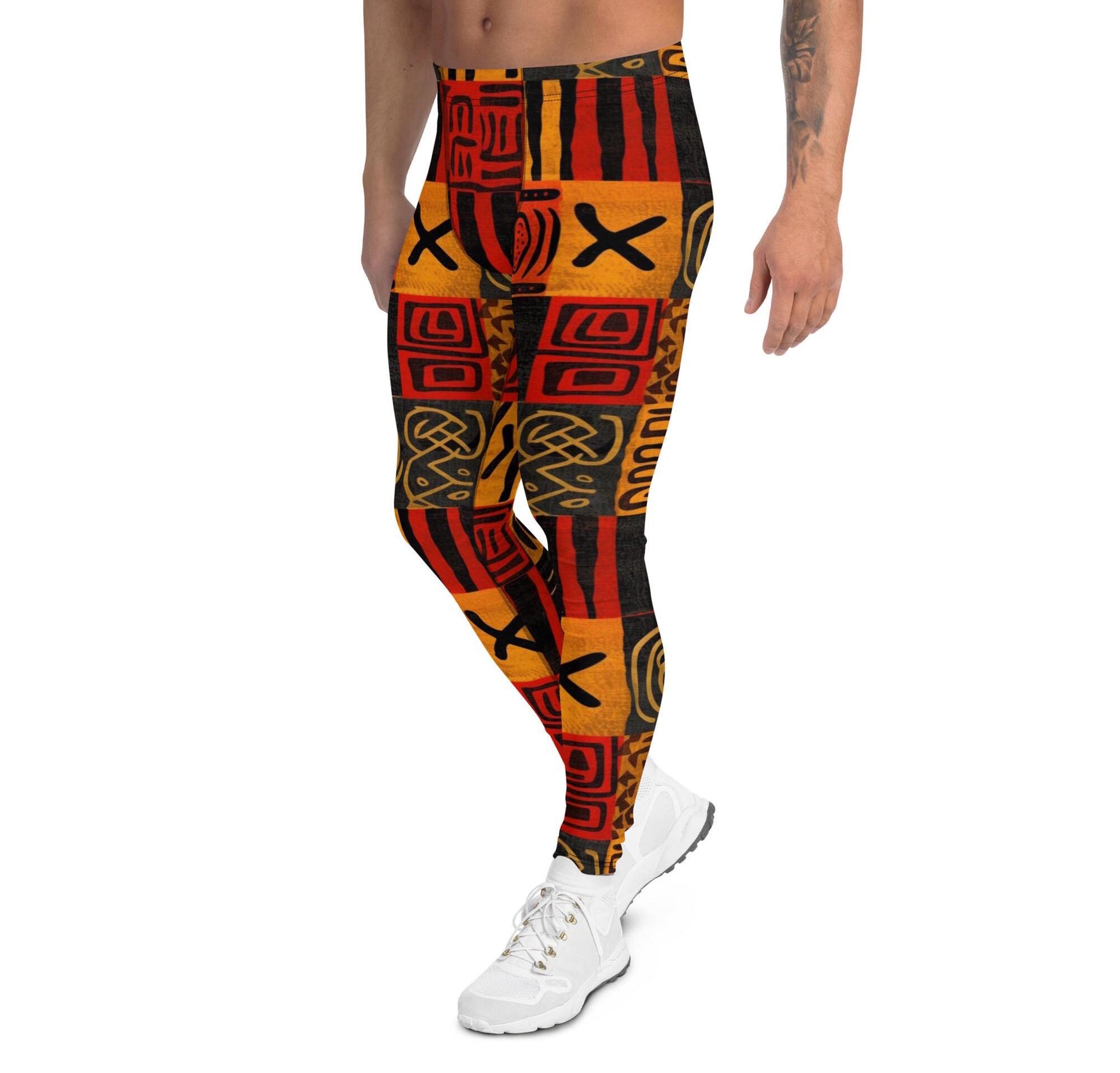 Heat - Men's Leggings - African Mud cloth Pattern