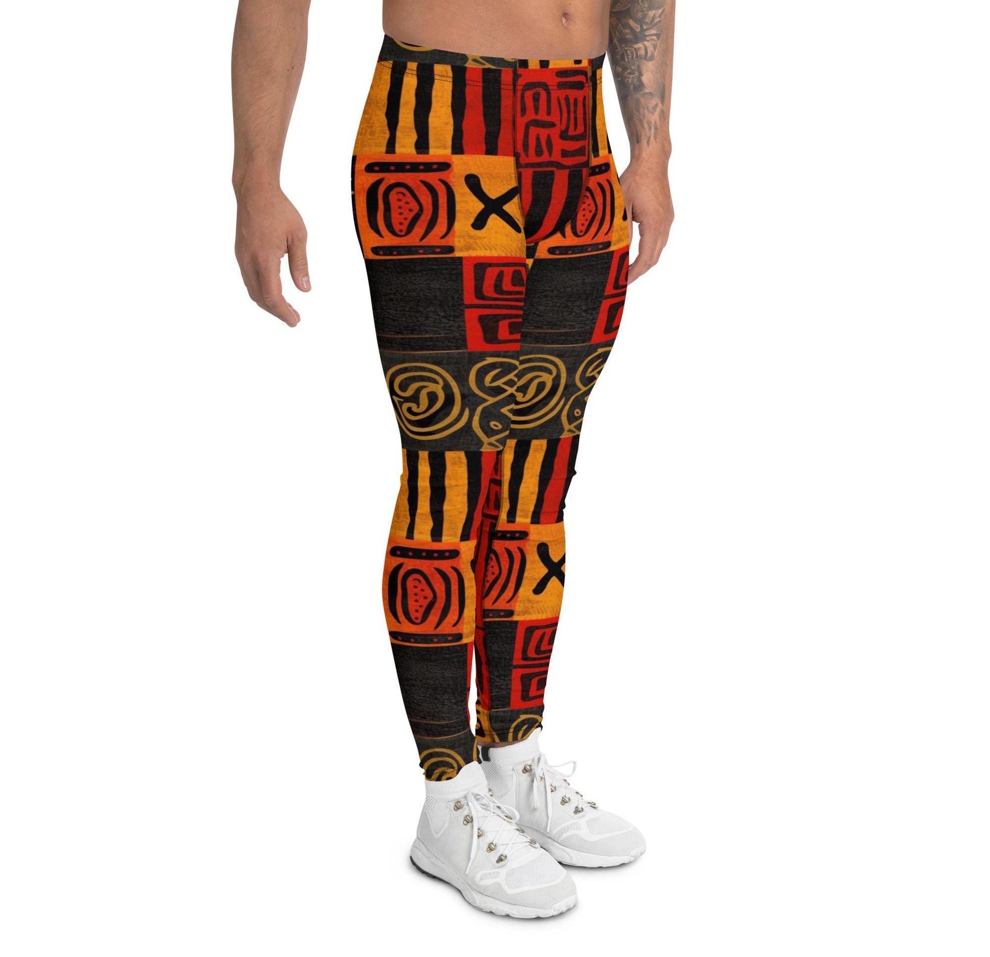Heat - Men's Leggings - African Mud cloth Pattern